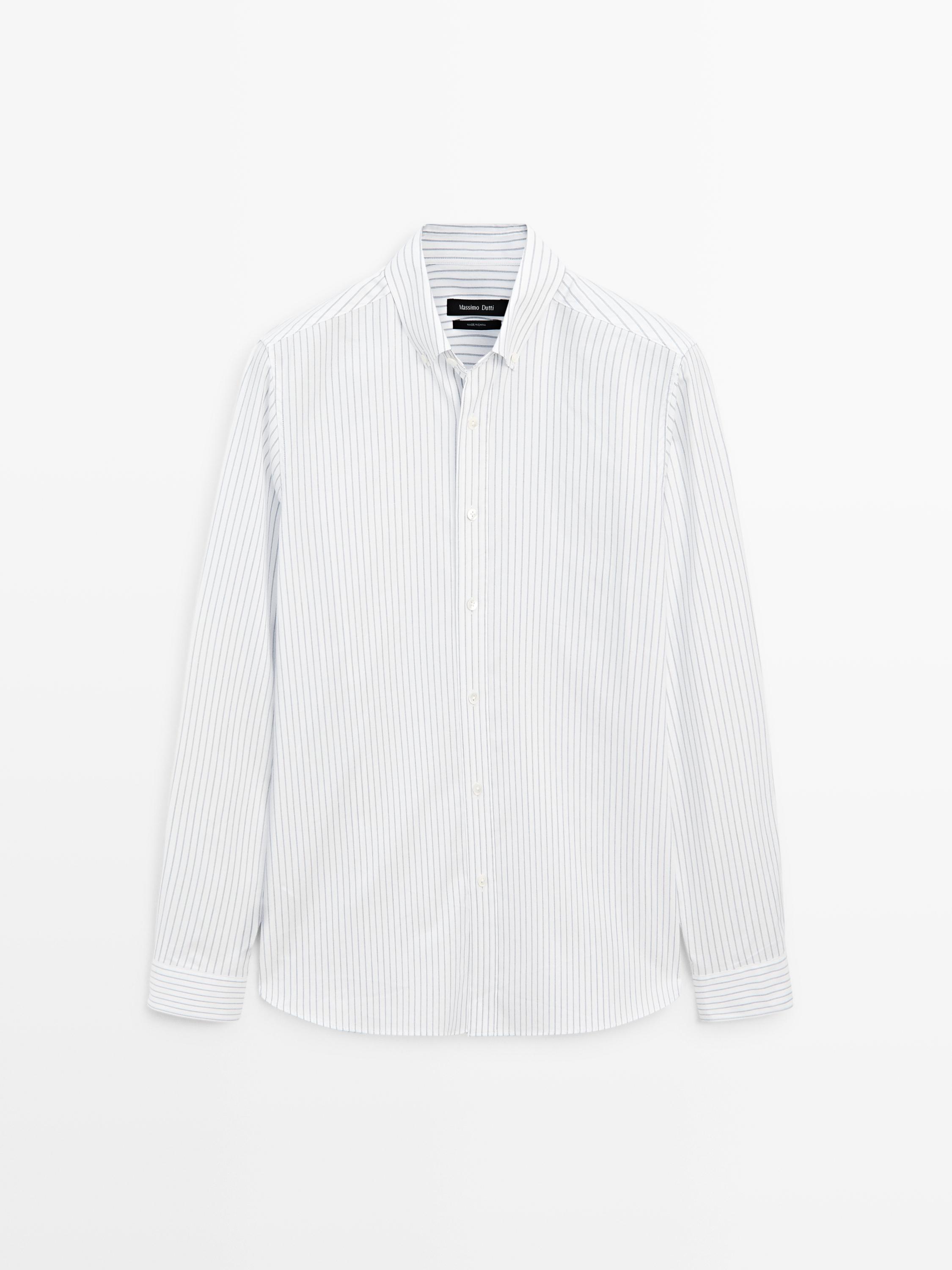 100% cotton regular fit striped shirt