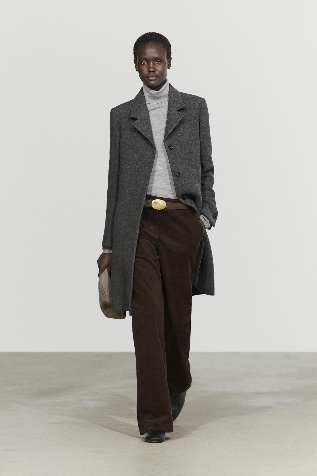 Wool-blend bouclé coat with loop-yarn detail — DARK GREY