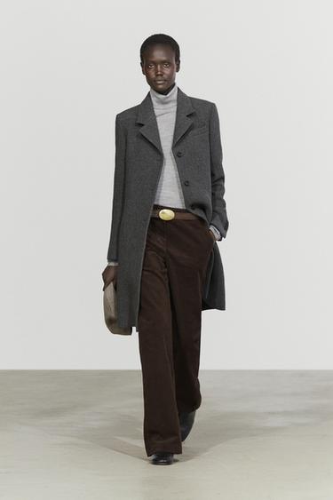 Wool-blend bouclé coat with loop-yarn detail — DARK GREY 1