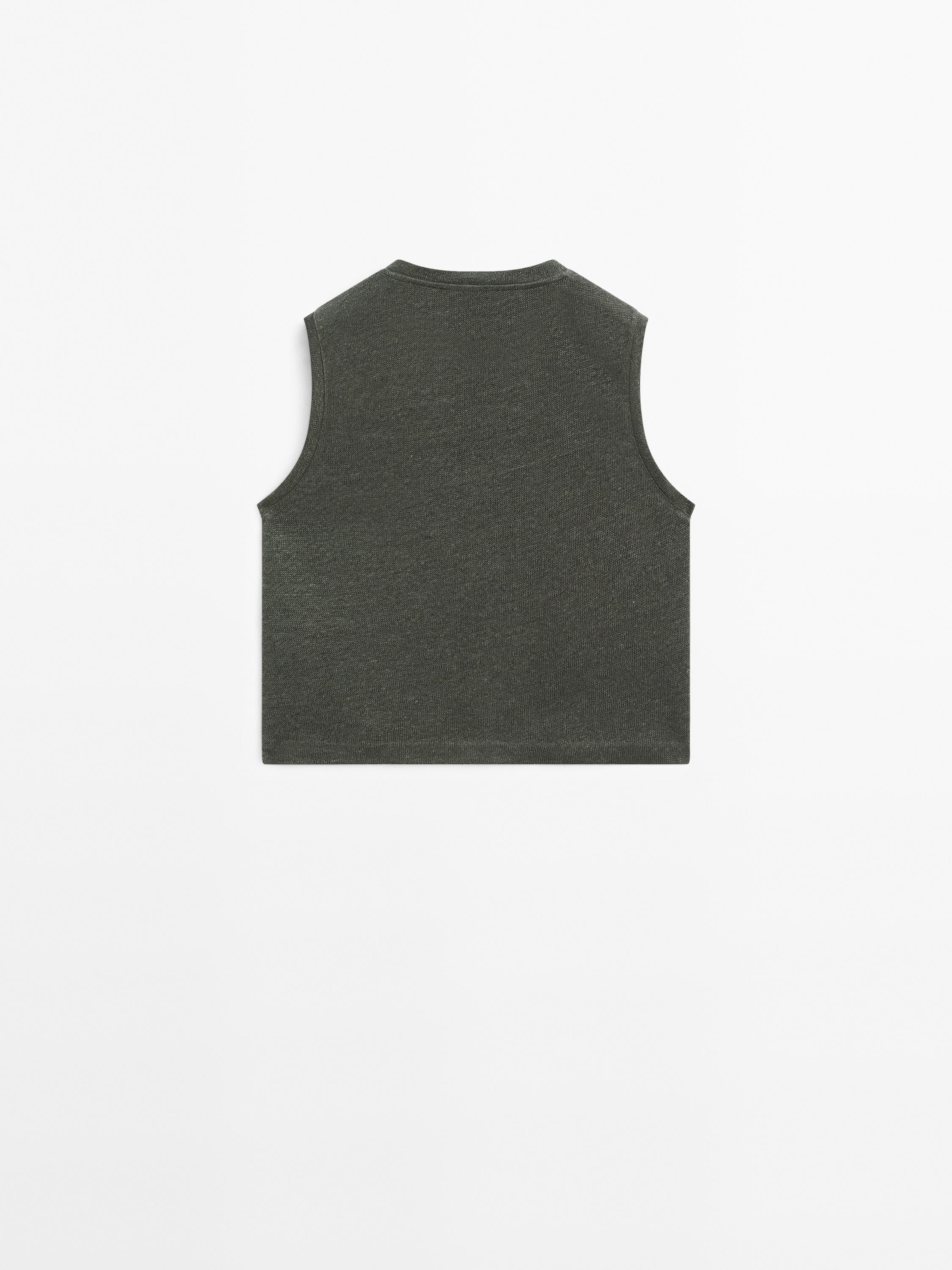 100% linen knit vest