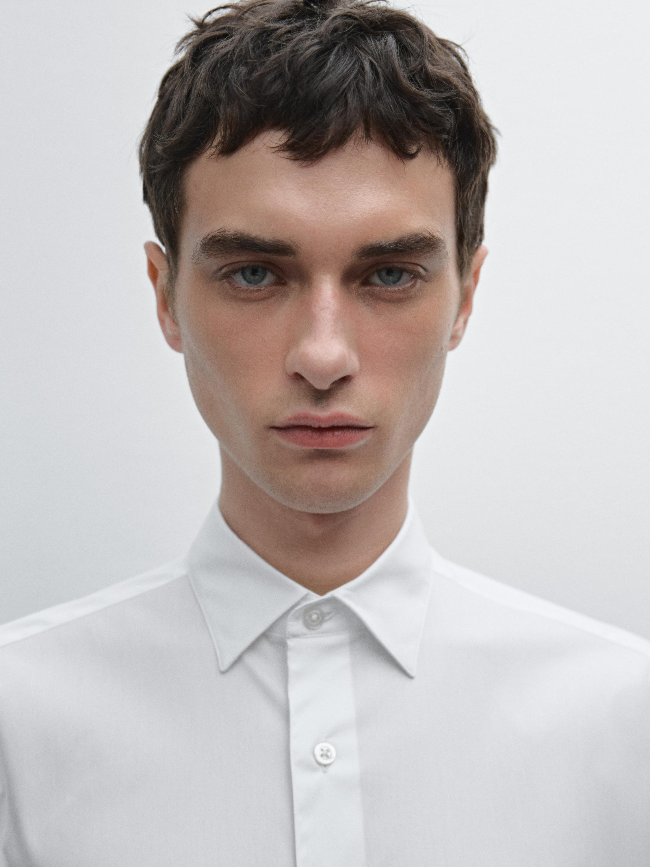 Slim fit stretch cotton blend shirt