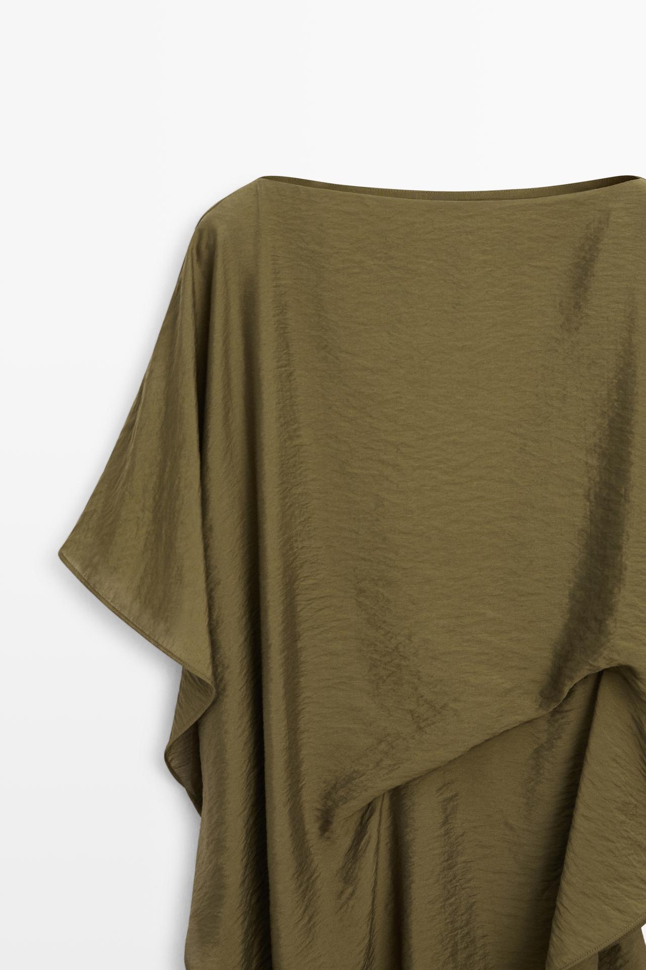 Flowing cape top total look — KHAKI