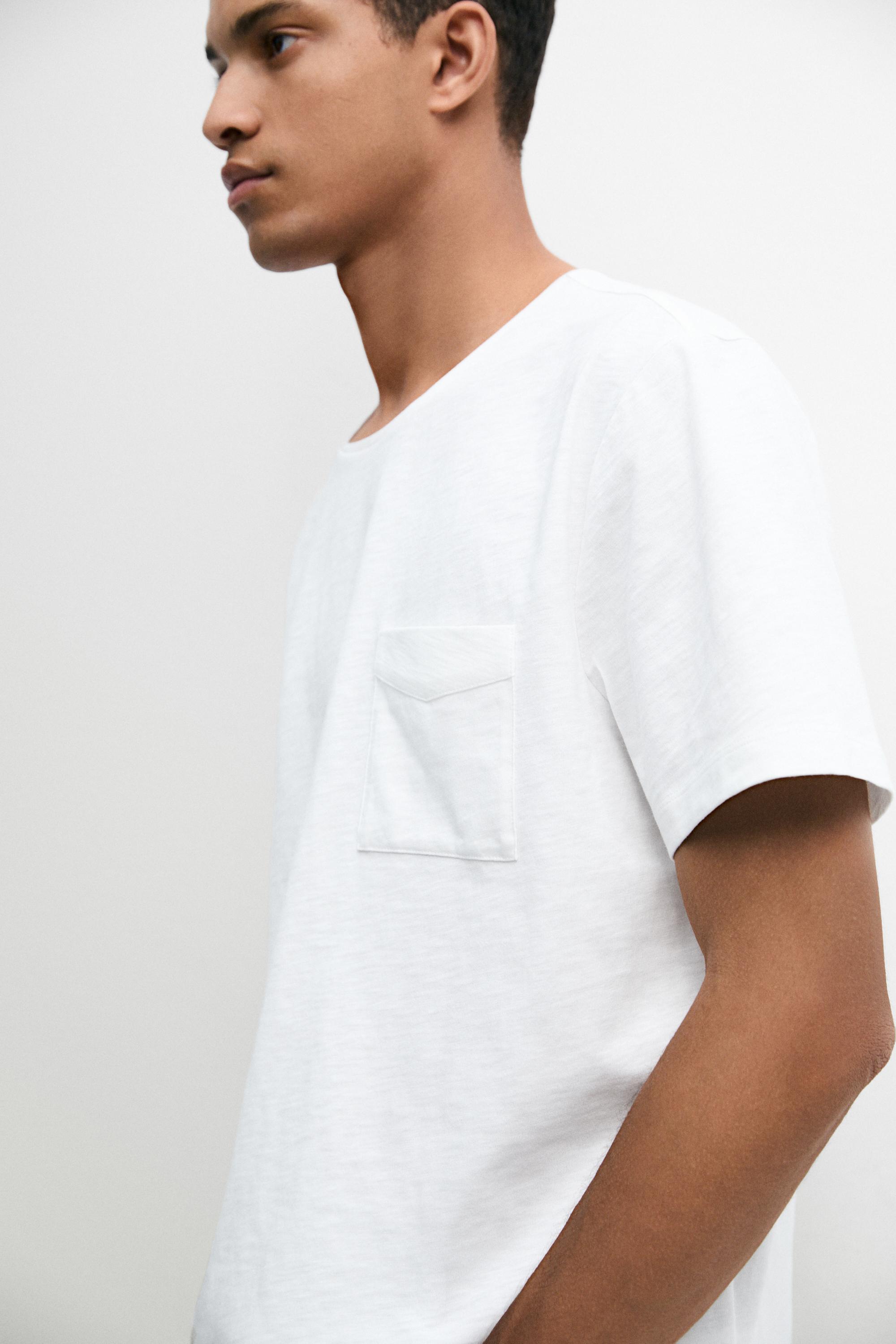 Short sleeve T-shirt with pocket detail — WHITE