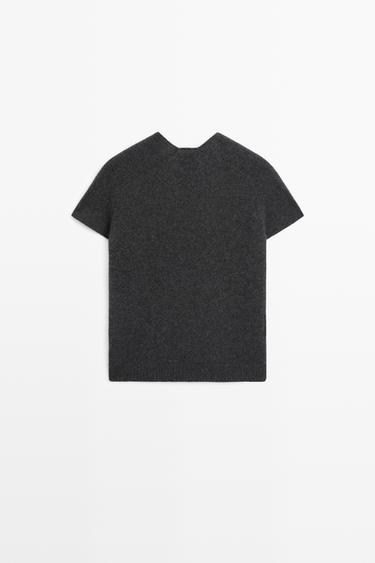 100% cashmere knit short sleeve sweater — ANTHRACITE GREY 6