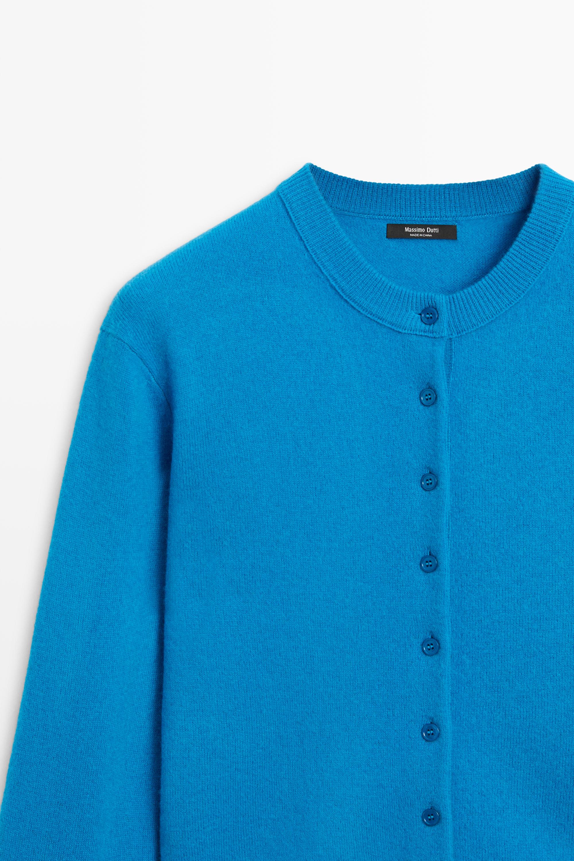 Knit cardigan with button detail — TURQUOISE