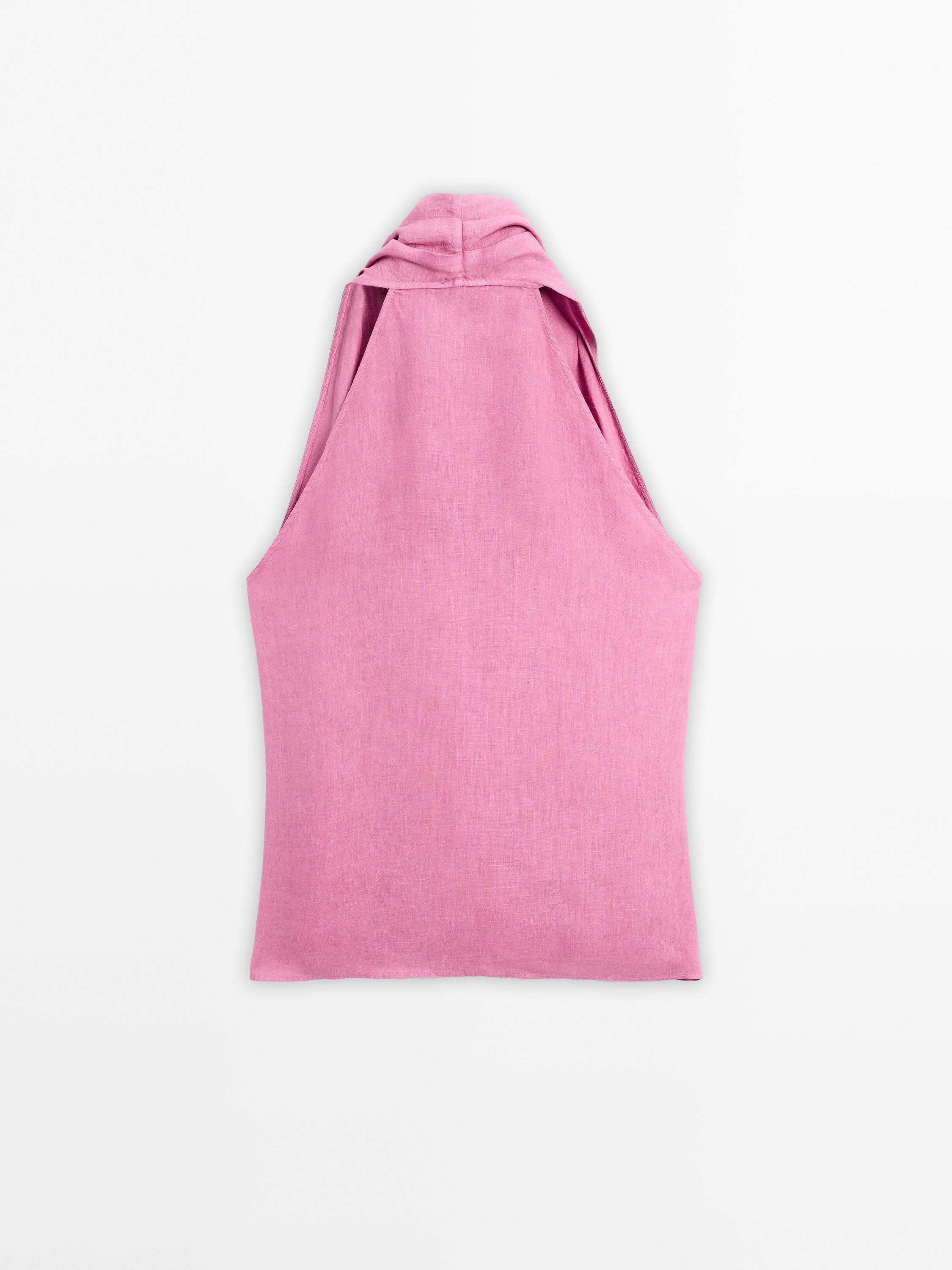 Linen crossover halter top