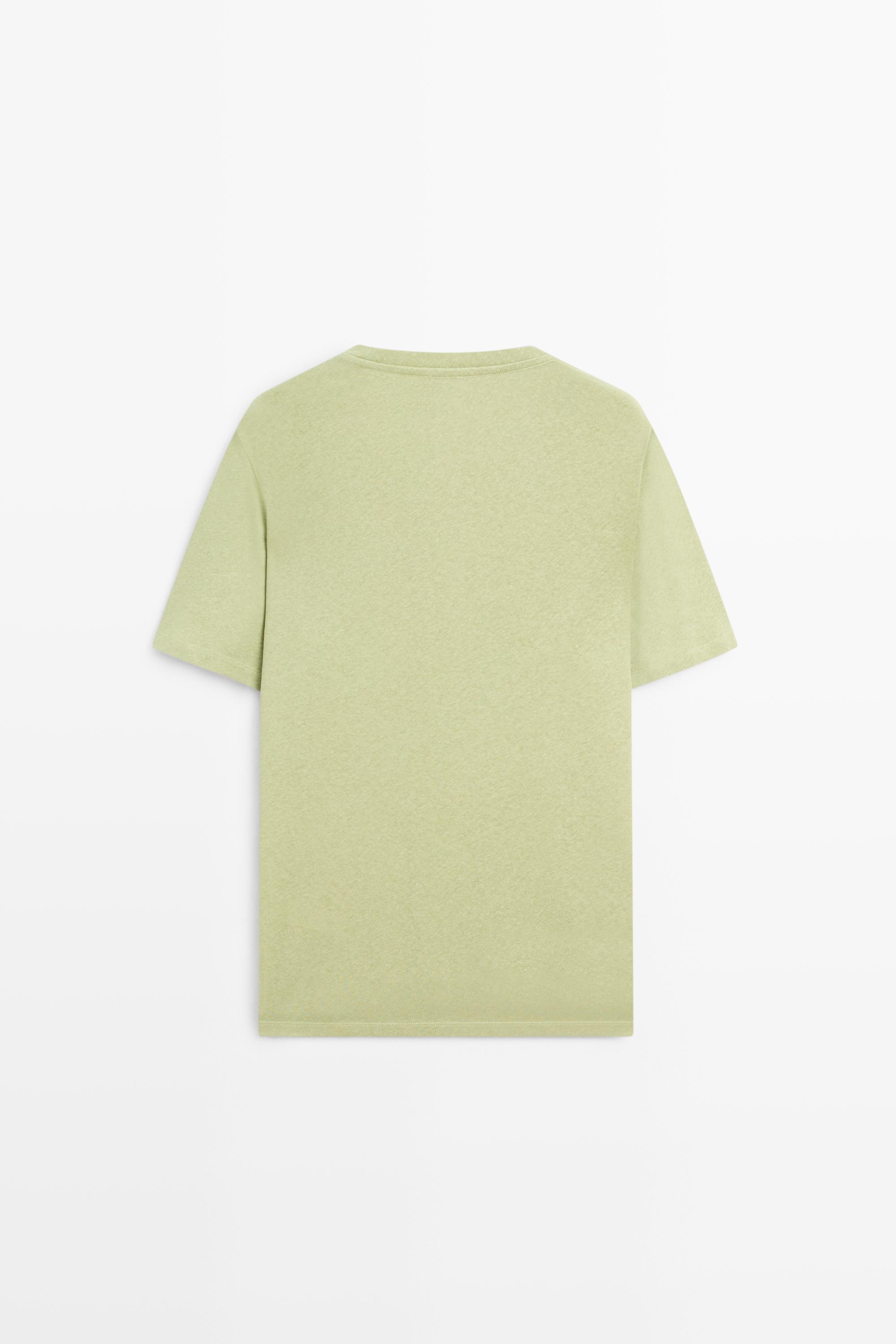 Short sleeve linen and cotton T-shirt — GREEN