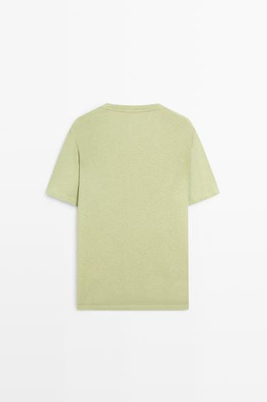 Short sleeve linen and cotton T-shirt — GREEN 6