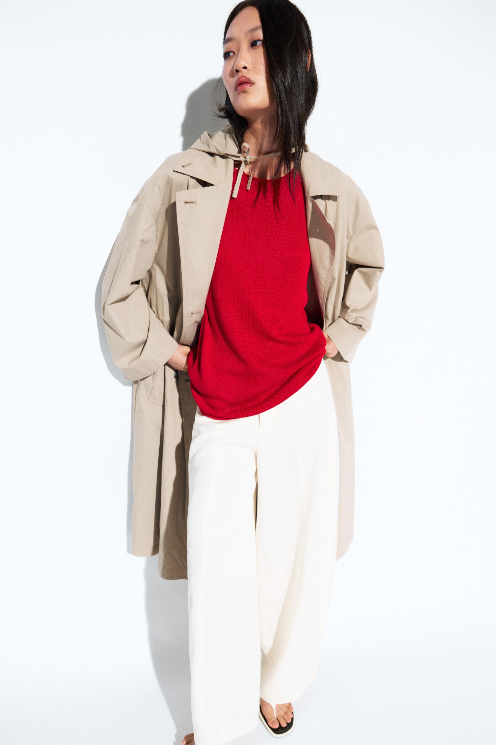 Linen trousers with darts — Off white