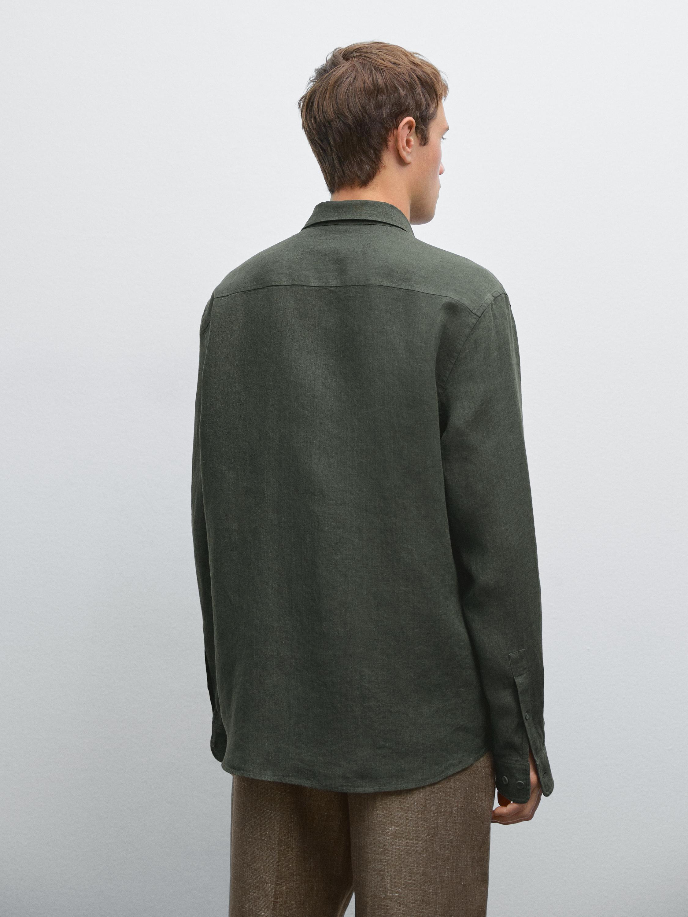 Regular fit faded linen shirt