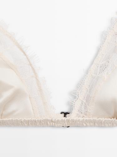 Silk and lace triangle bralette — CREAM 6