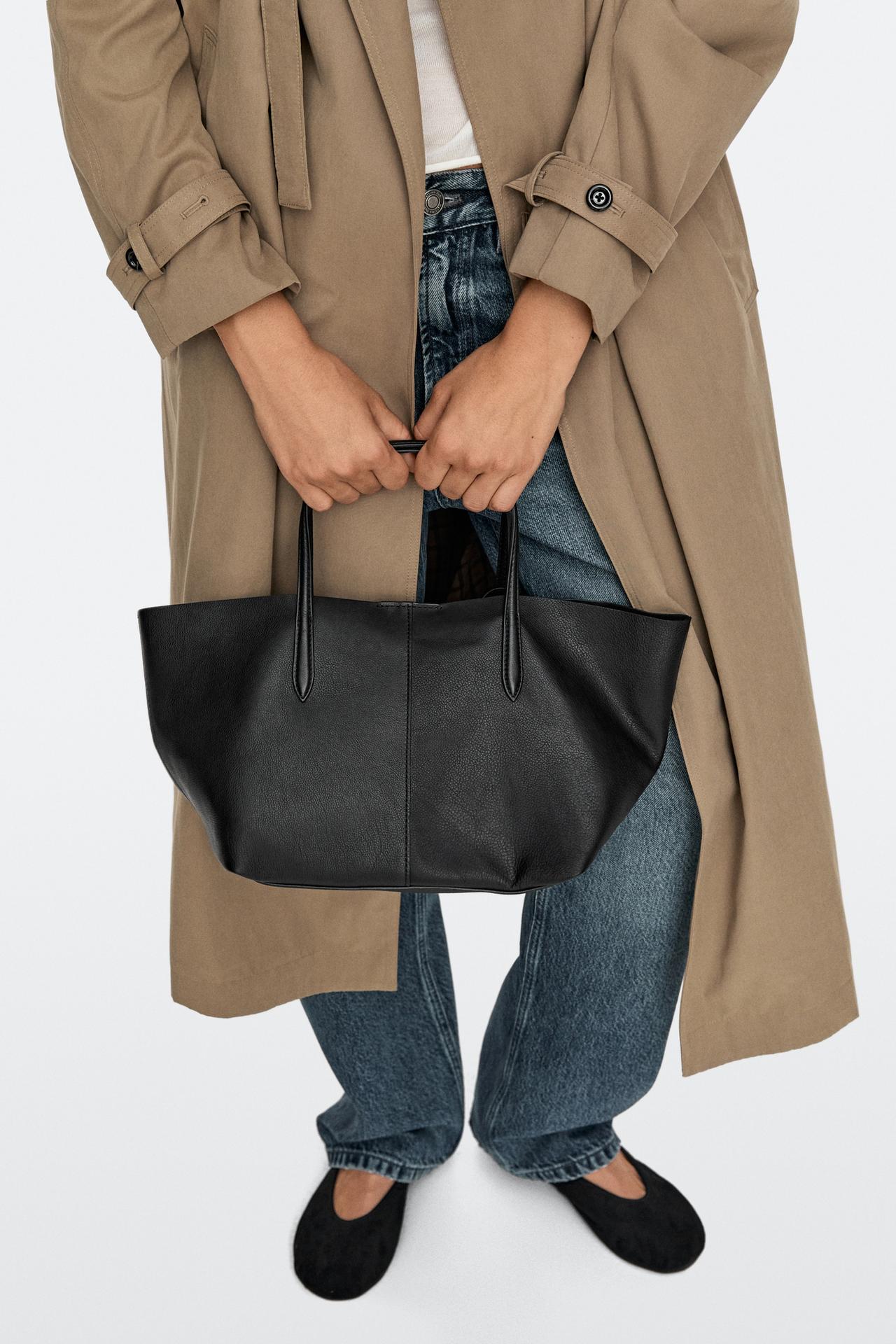 Medium nappa leather tote bag — BLACK