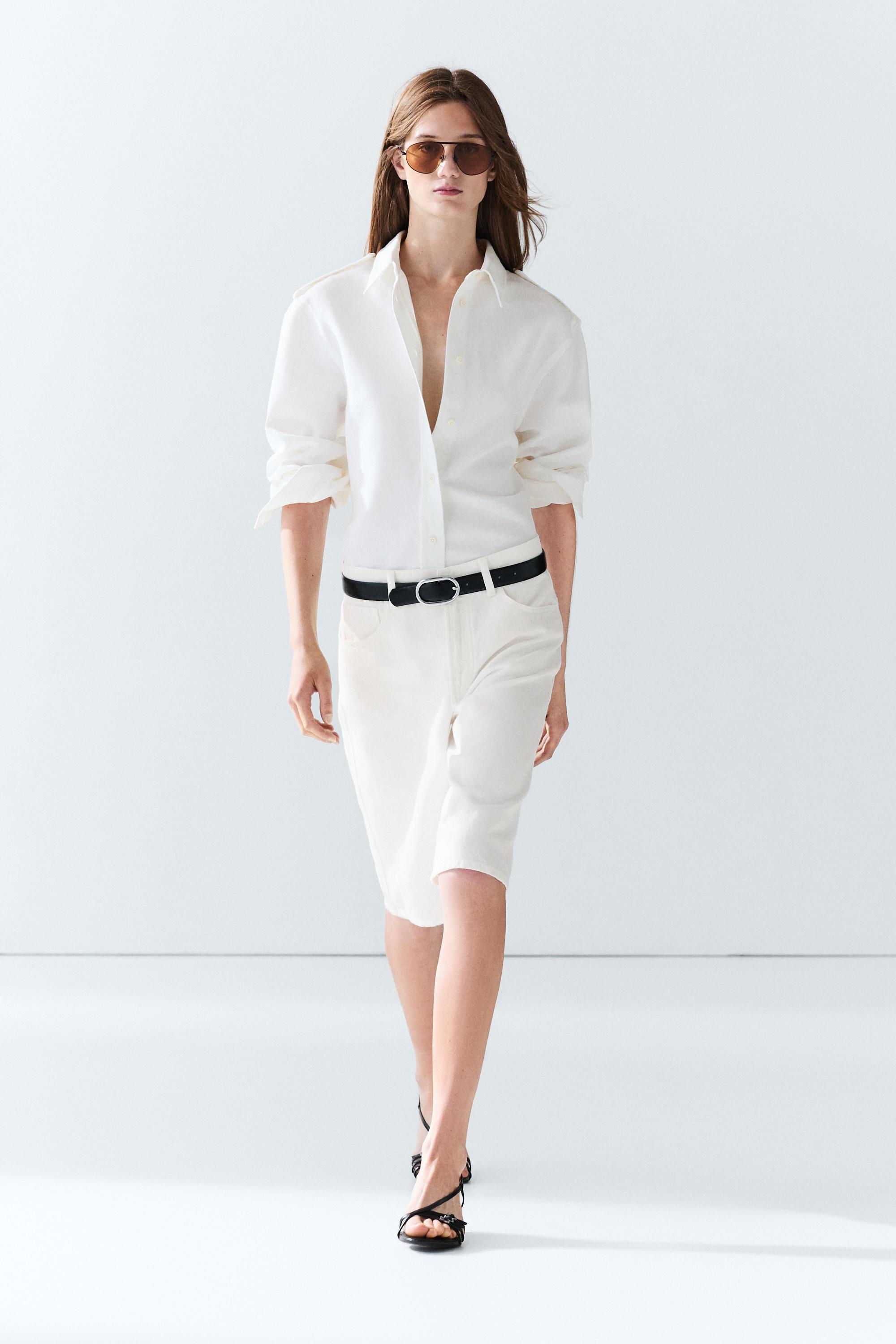 Cotton and linen blend Bermuda shorts