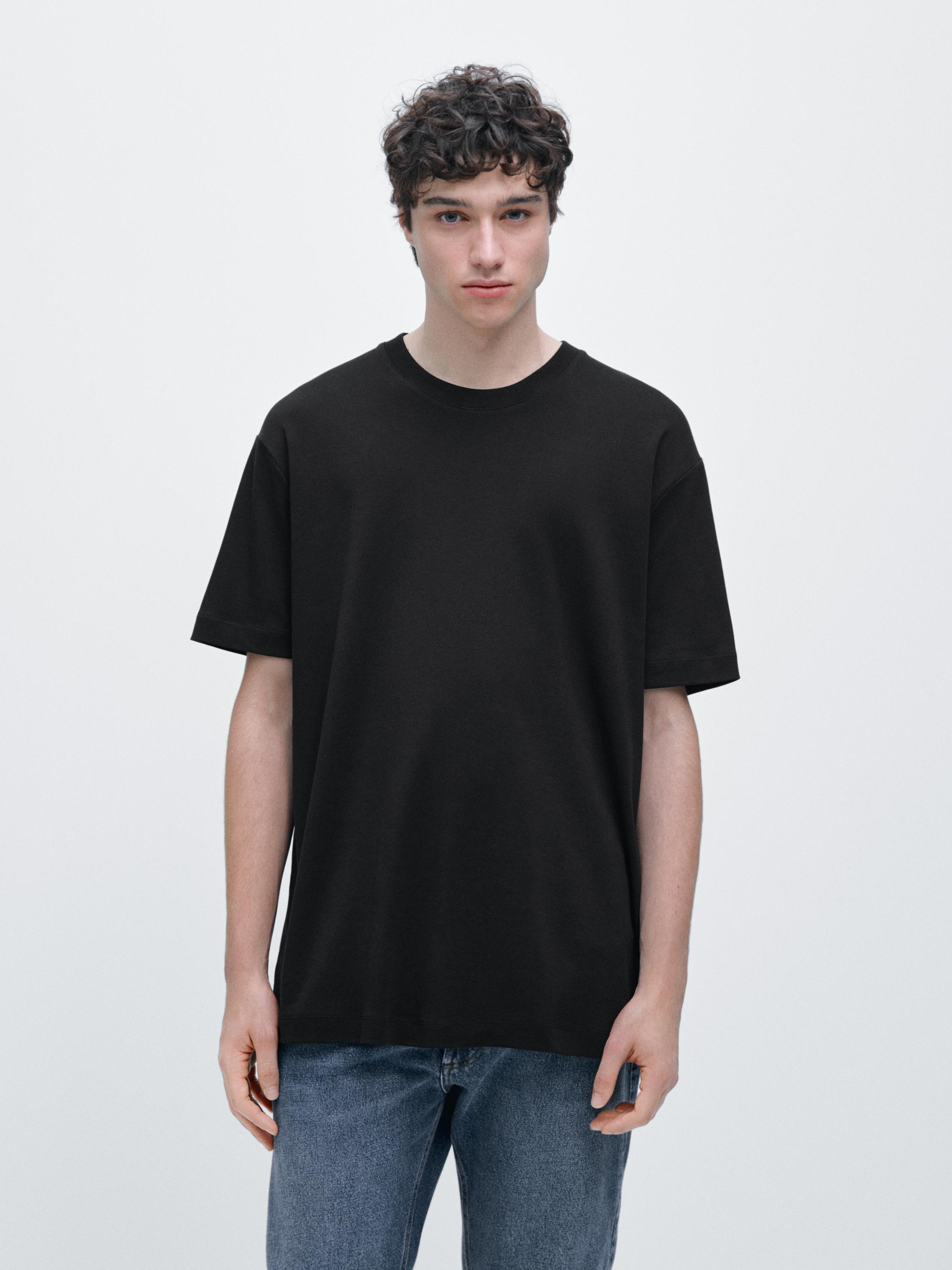 100% cotton short sleeve T-shirt — BLACK