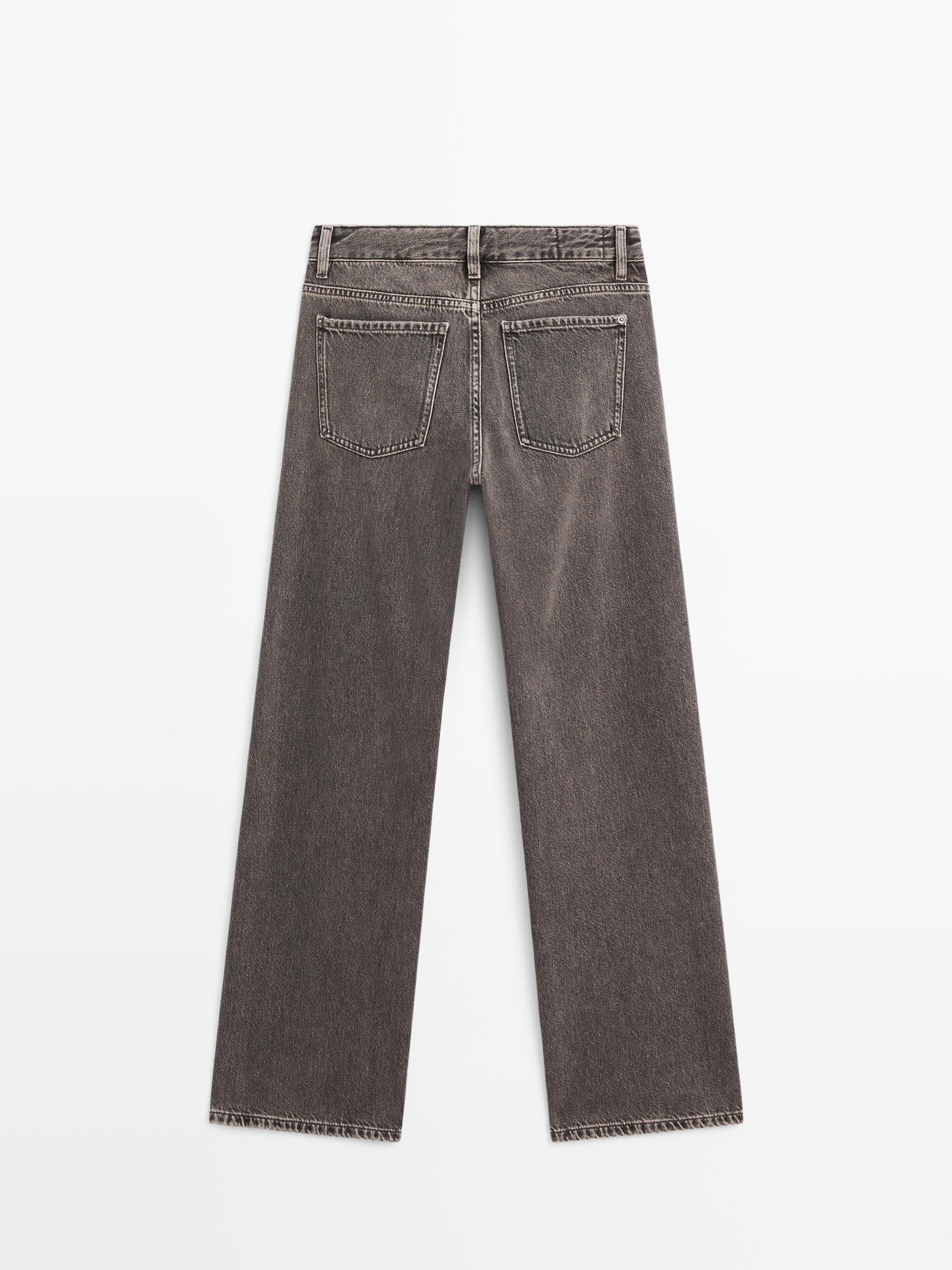 Straight-leg low-rise jeans — NATURAL GREY