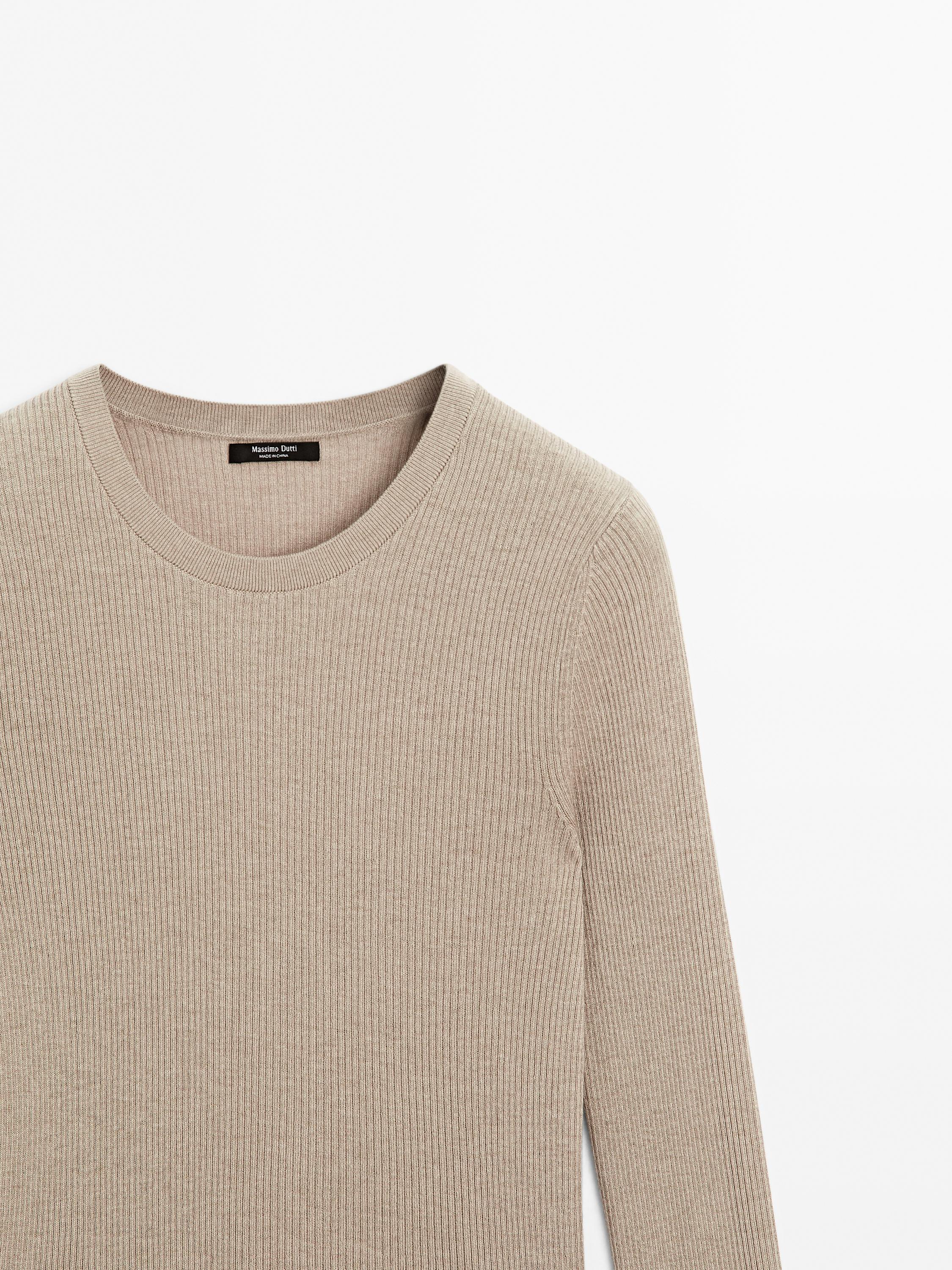 Ribbed knit wool blend sweater