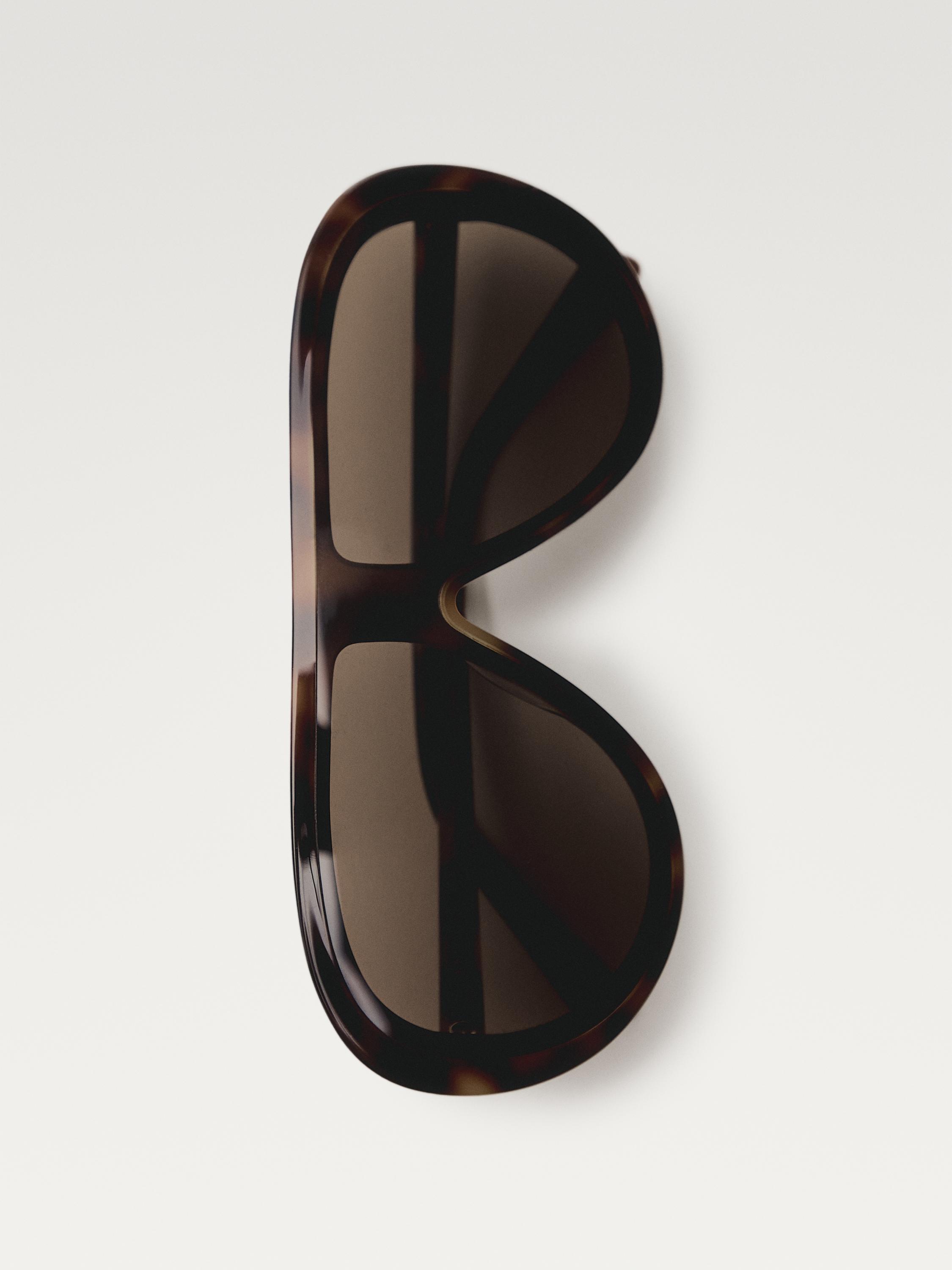Tortoiseshell-effect aviator sunglasses — BROWN