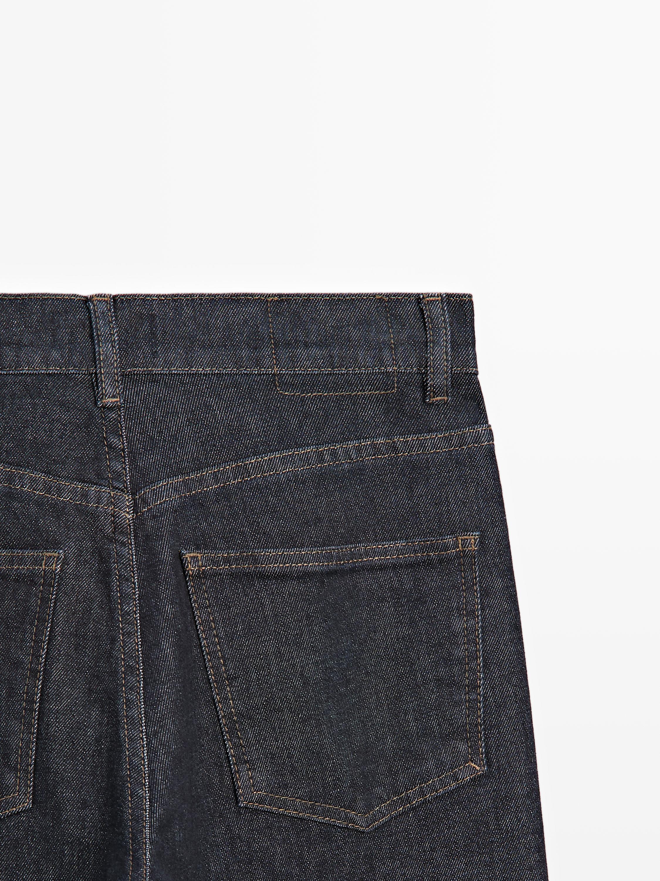High-waist straight-leg comfort jeans — DARK BLUE