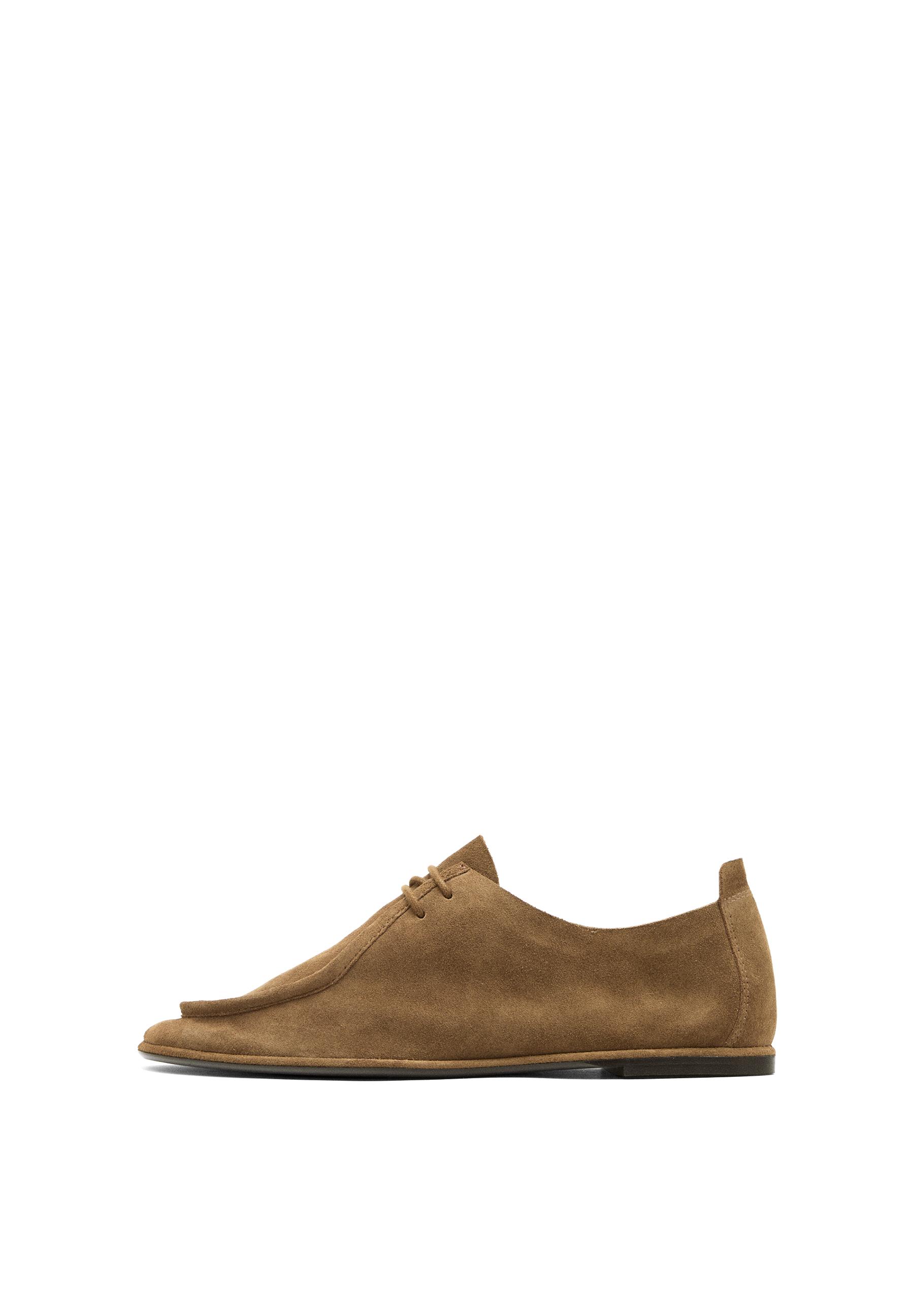 Soft leather lace-up shoes — CAMEL