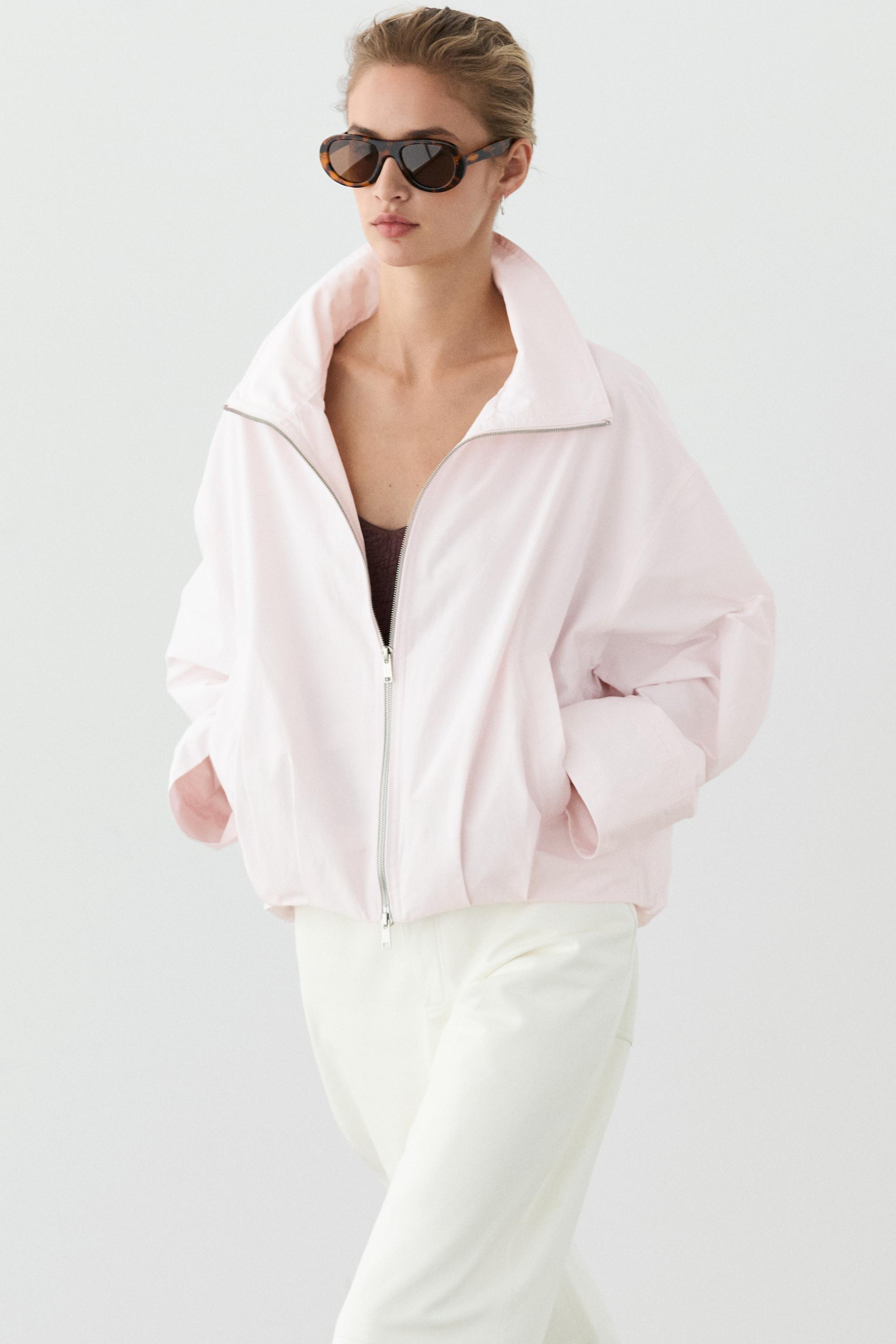 High-neck bomber jacket — ROSE PINK