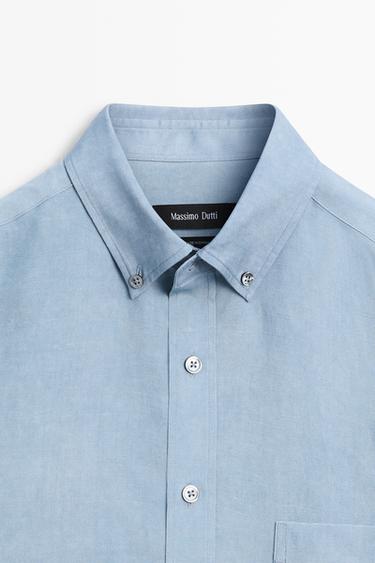 Flowing regular fit lyocell-linen shirt — BLUE 4