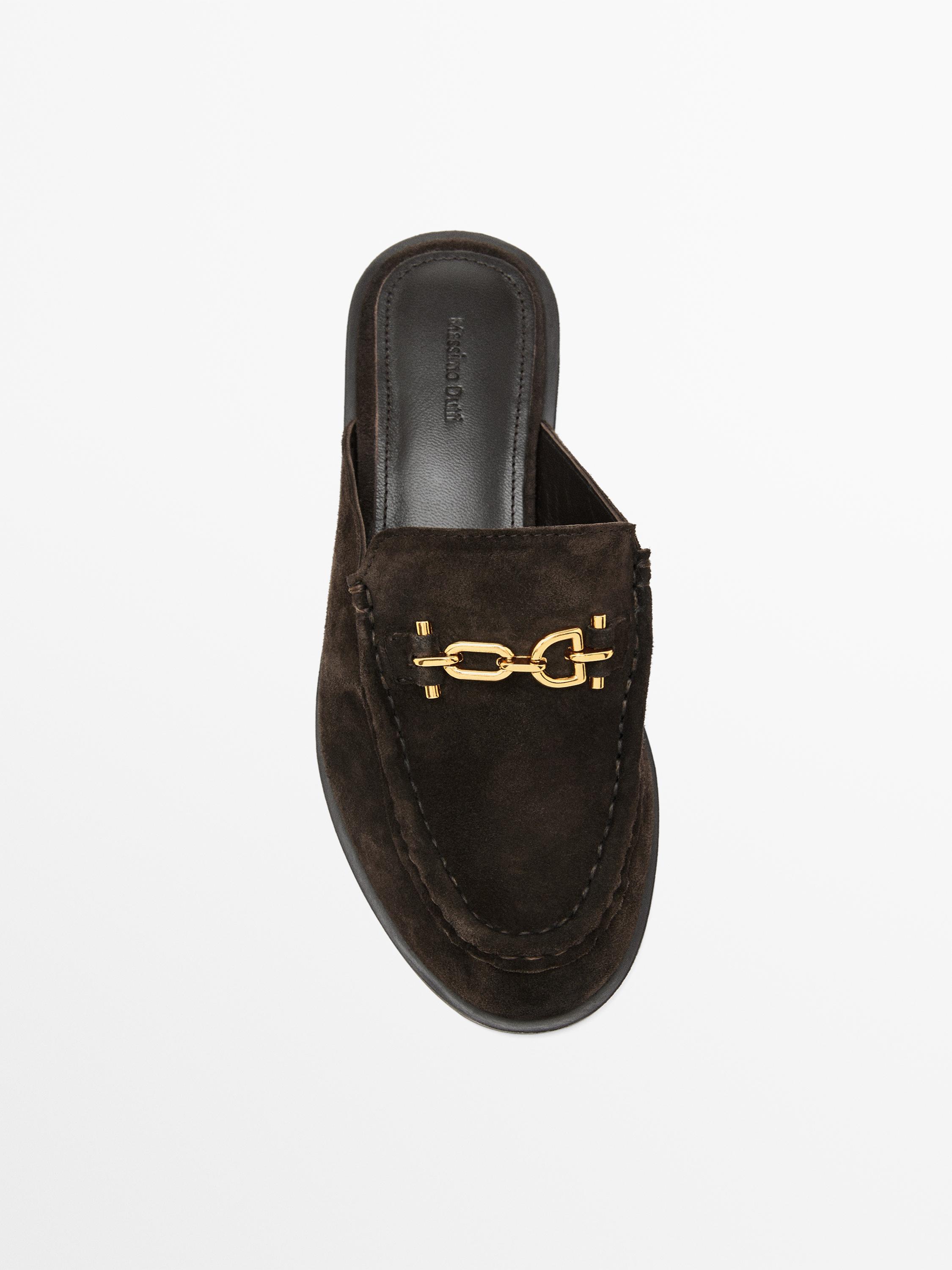 Split suede leather slingback shoes