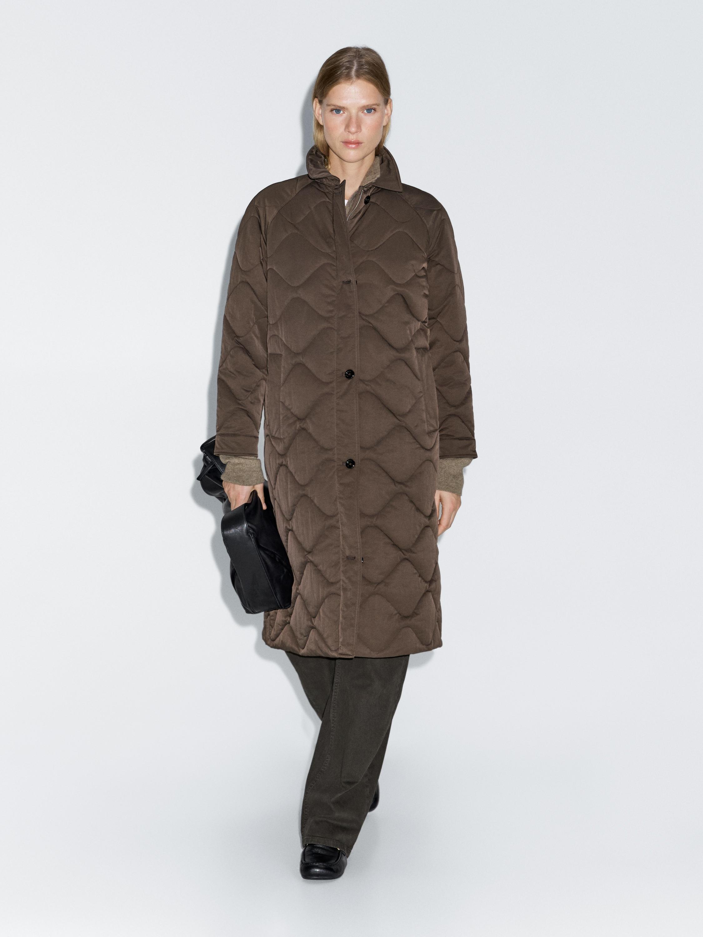 Long water-repellent puffer jacket