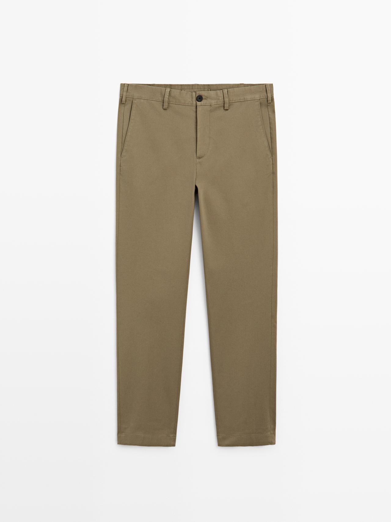 Massimo Dutti - Herre - Strukturvævede, Slim Fit Bukser - Brændt - 40