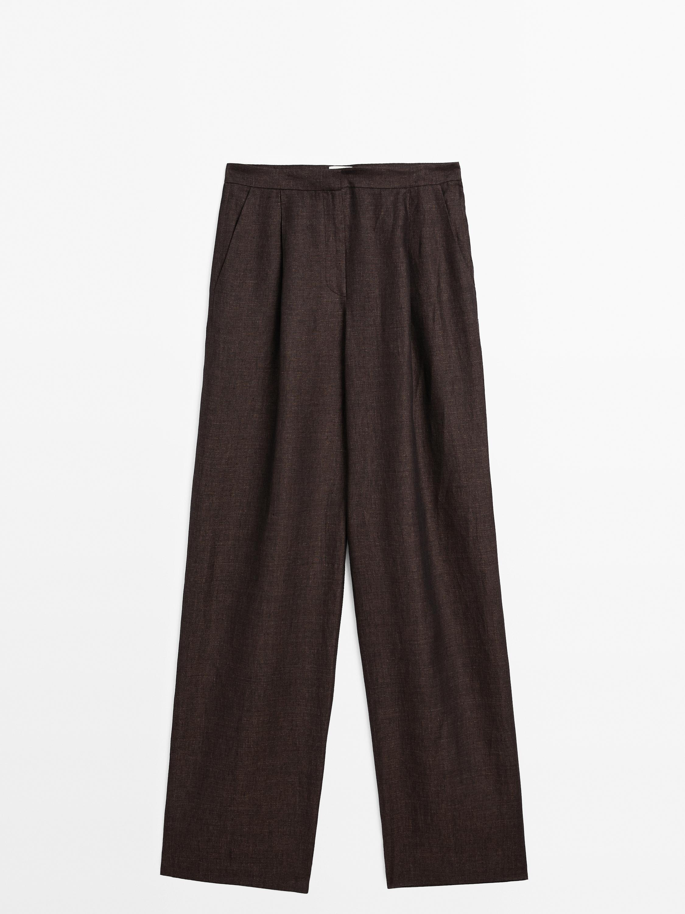 Melange linen darted trousers - Limited Edition