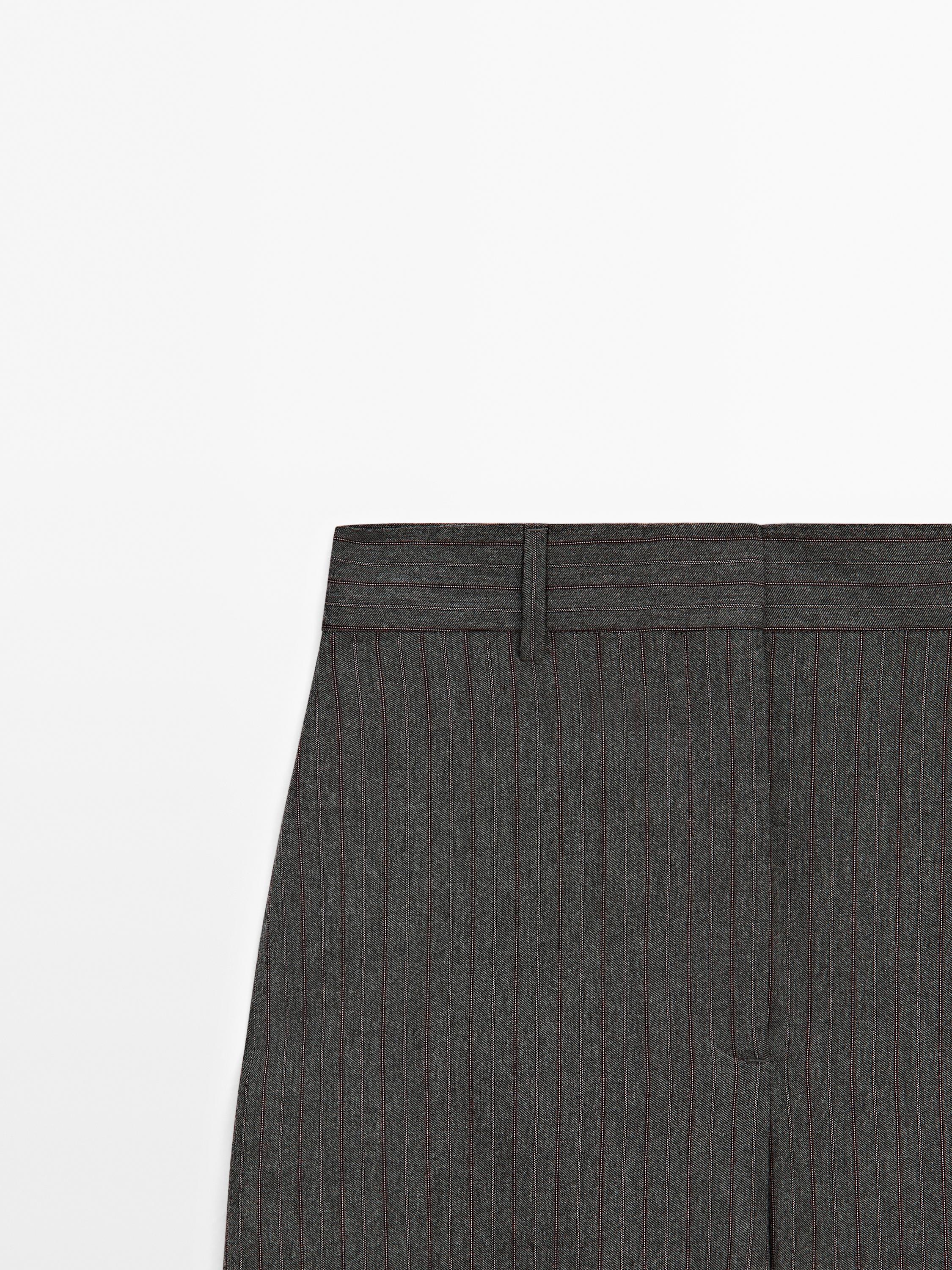 Striped straight-leg trousers