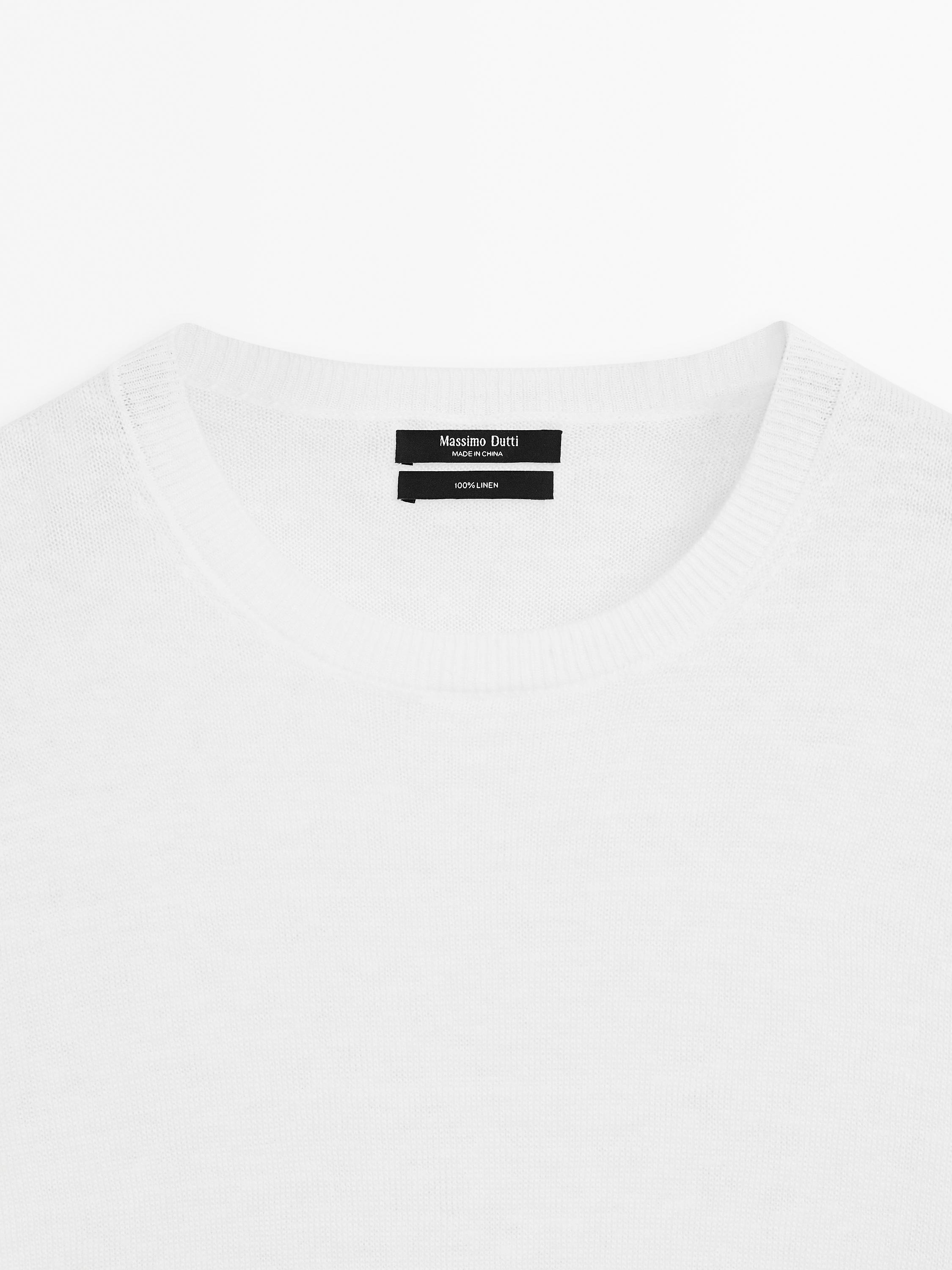 100% linen knit crew neck sweater