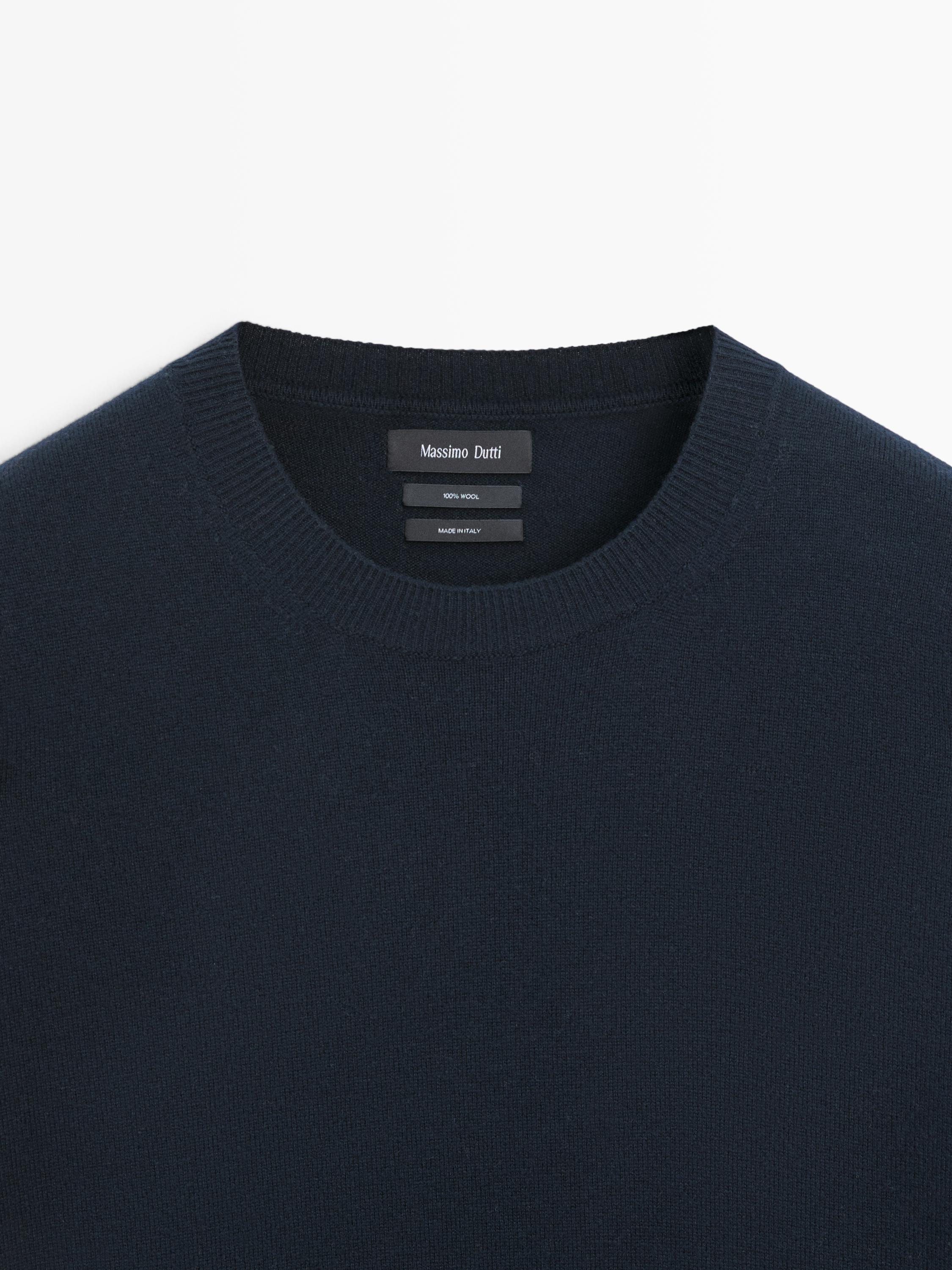100% wool knit sweater — NAVY BLUE