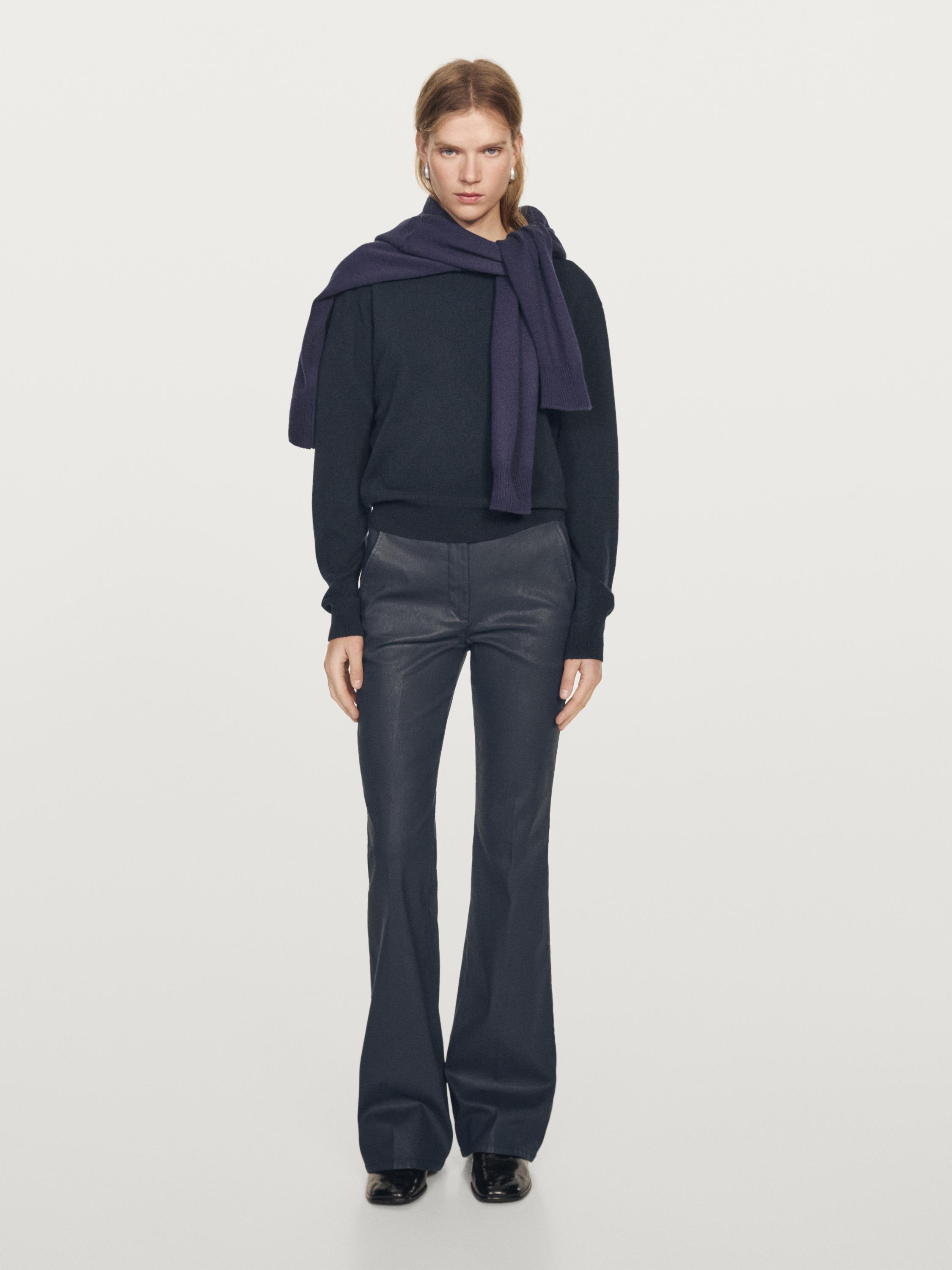Waxed flare fit trousers — NAVY BLUE