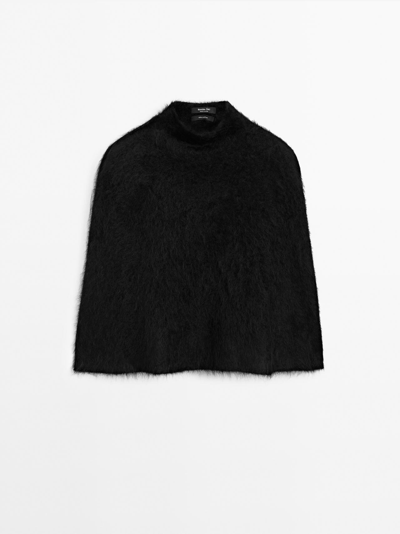 Massimo Dutti - Dame - Kappe I 100 % Kashmir Med Børstet Finish - Sort - 01