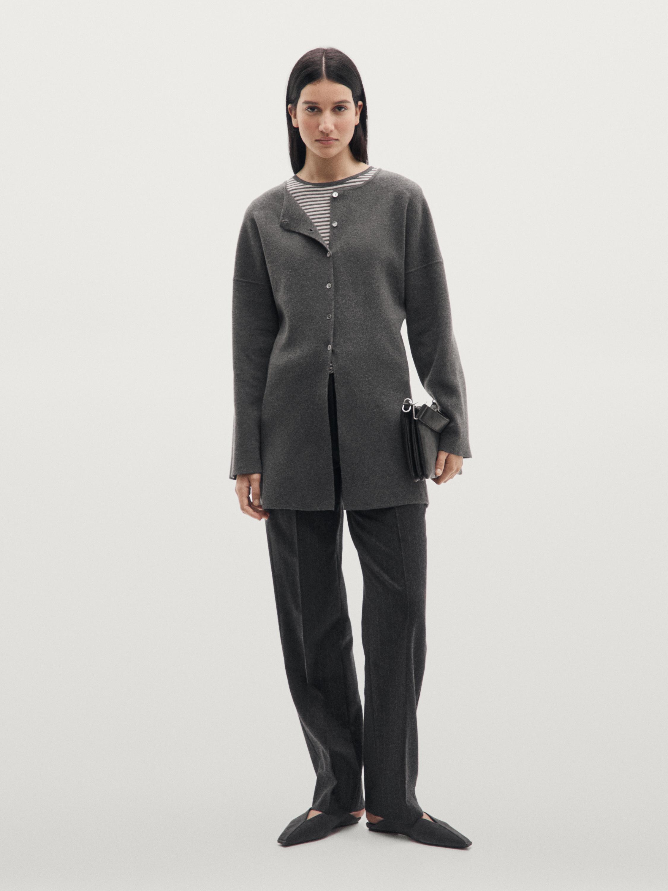 Cardigan long col rond