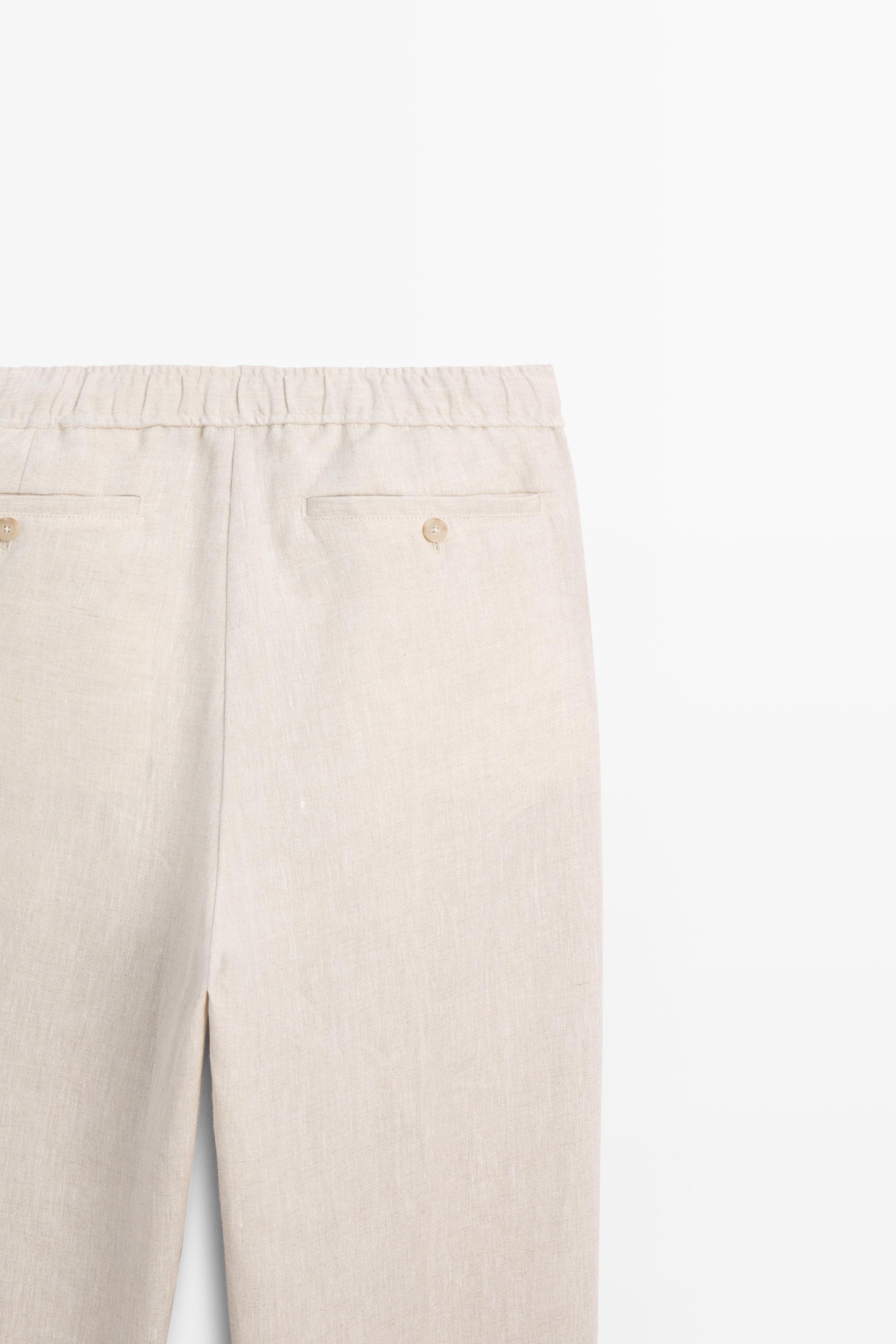 100% linen jogger fit pants — CREAM