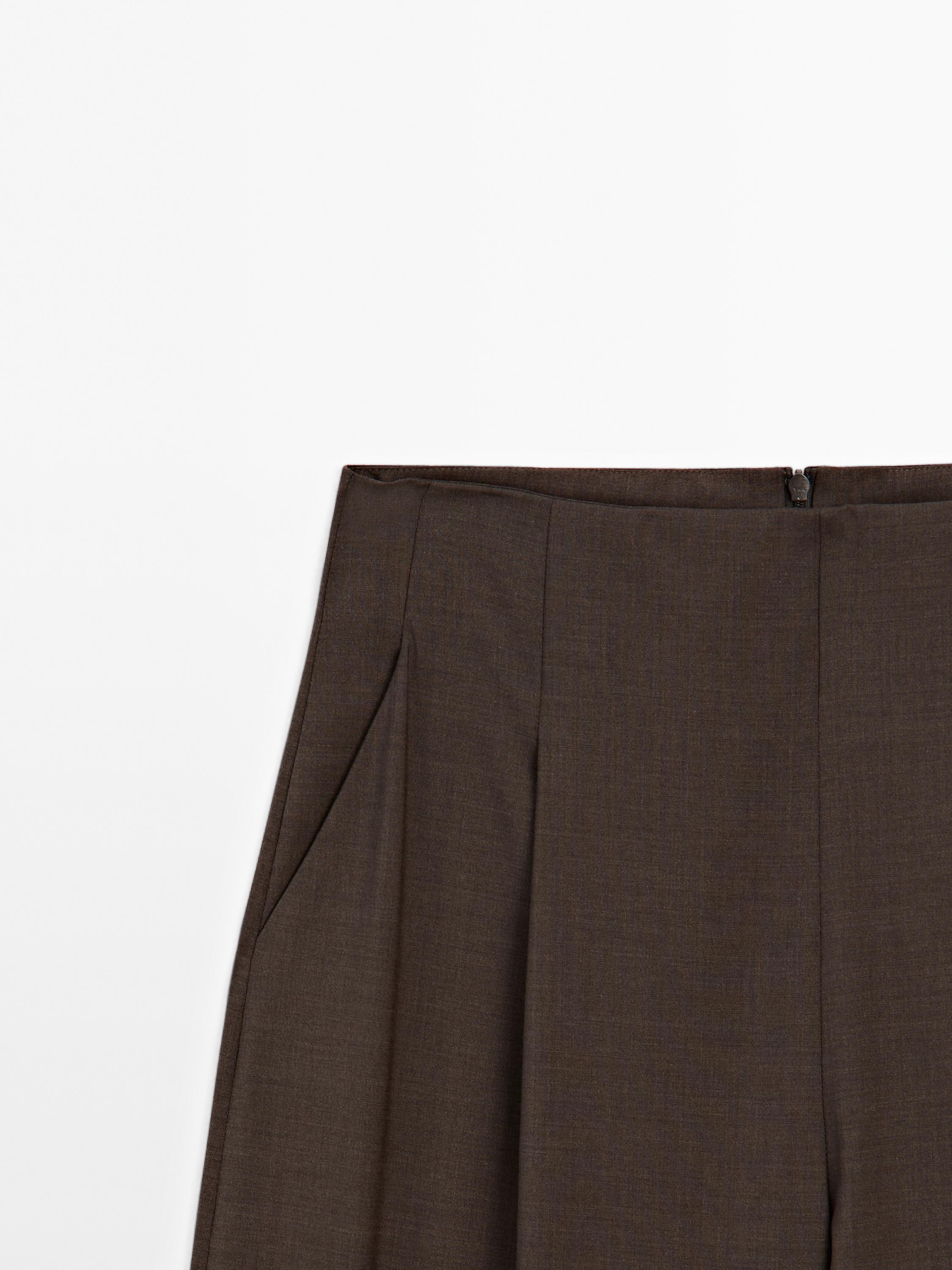 100% wool wide-leg darted trousers - STUDIO