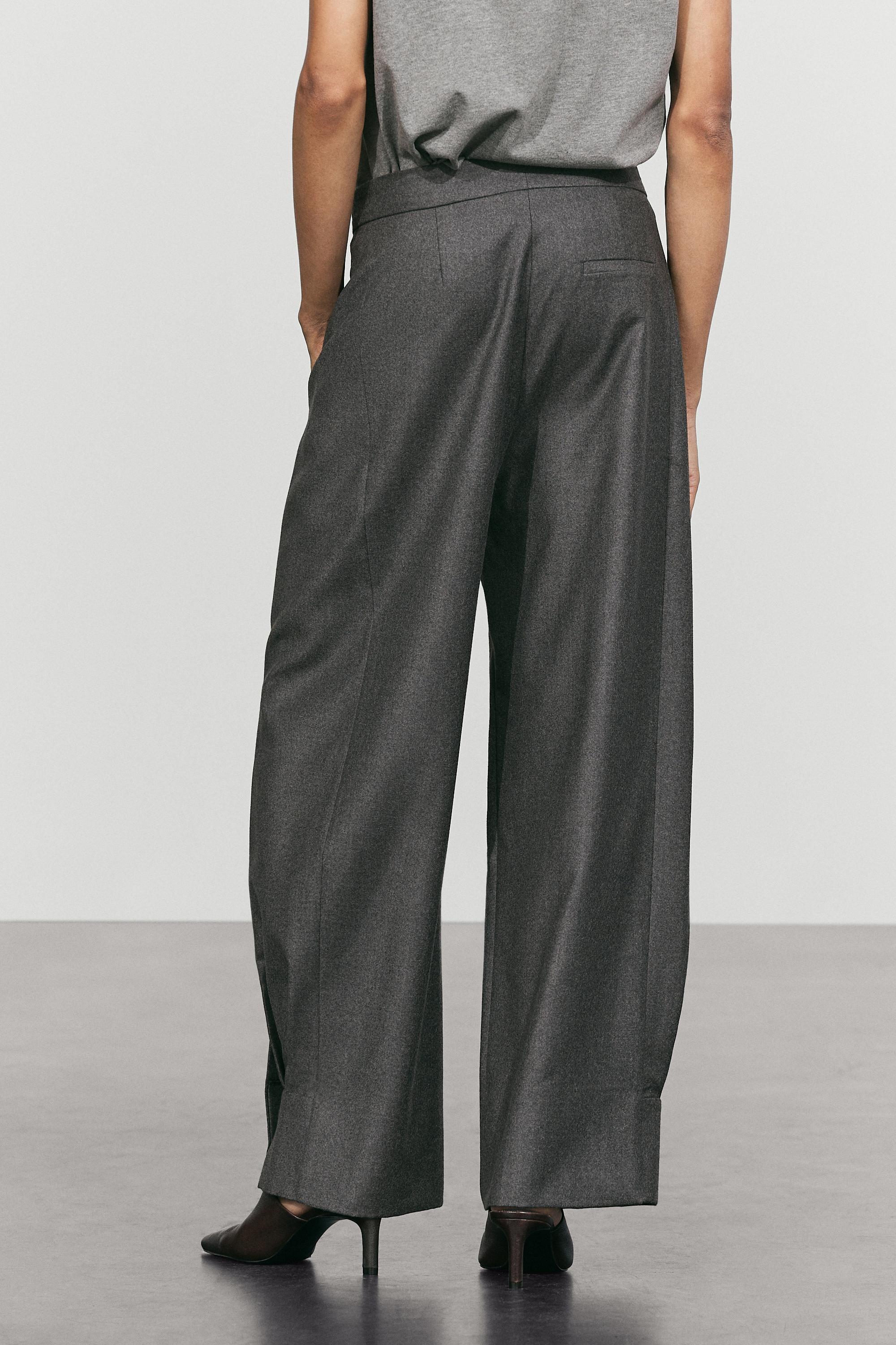 100% wool trousers with hem button detail — DARK GREY