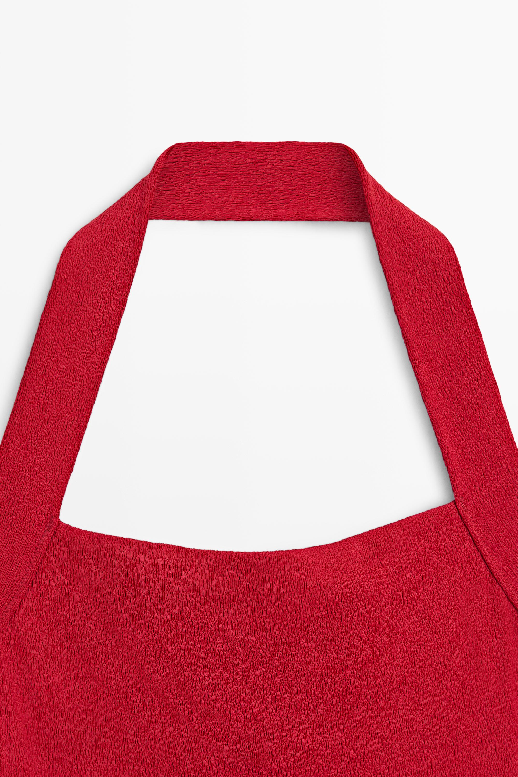 Textured halter swimsuit — RED