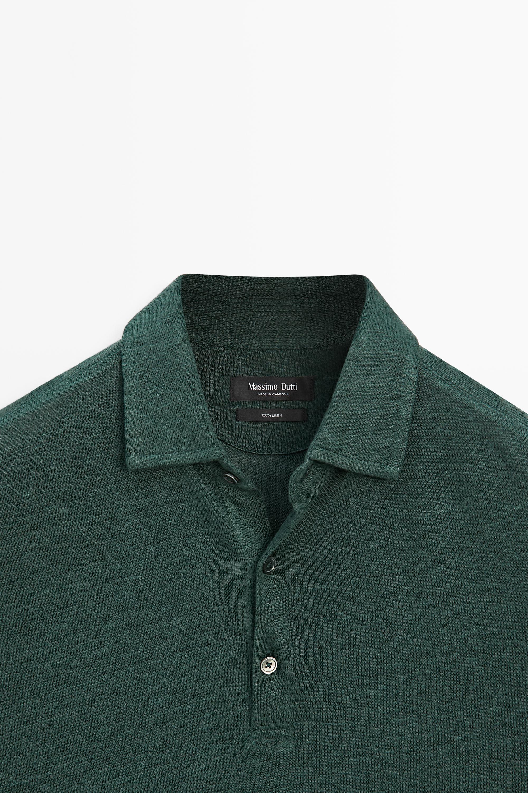 100% linen short sleeve polo shirt — BOTTLE