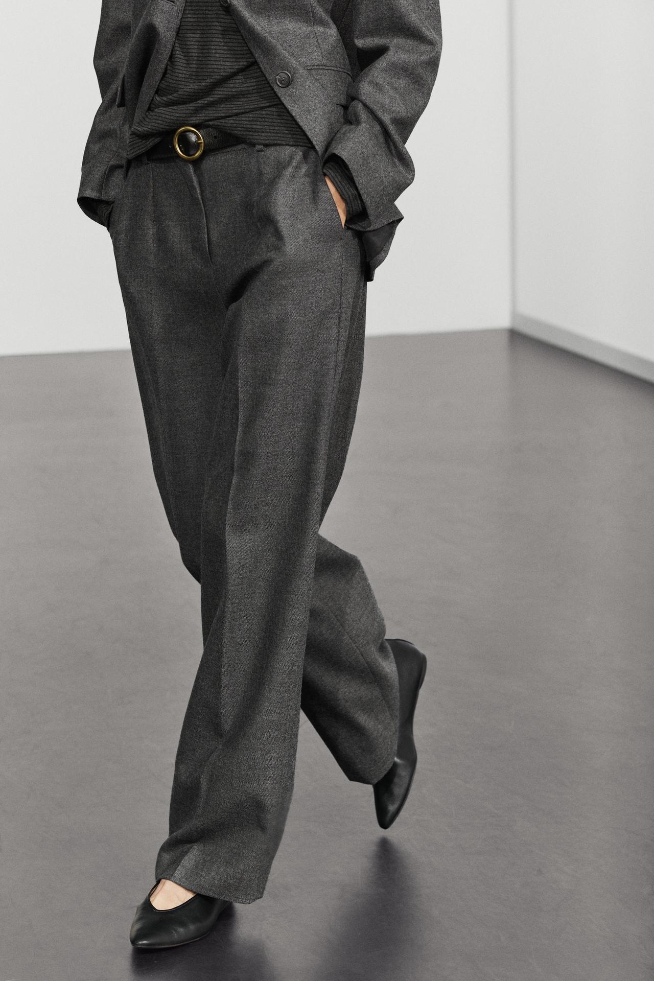 100% wool flannel suit pants — DARK GREY