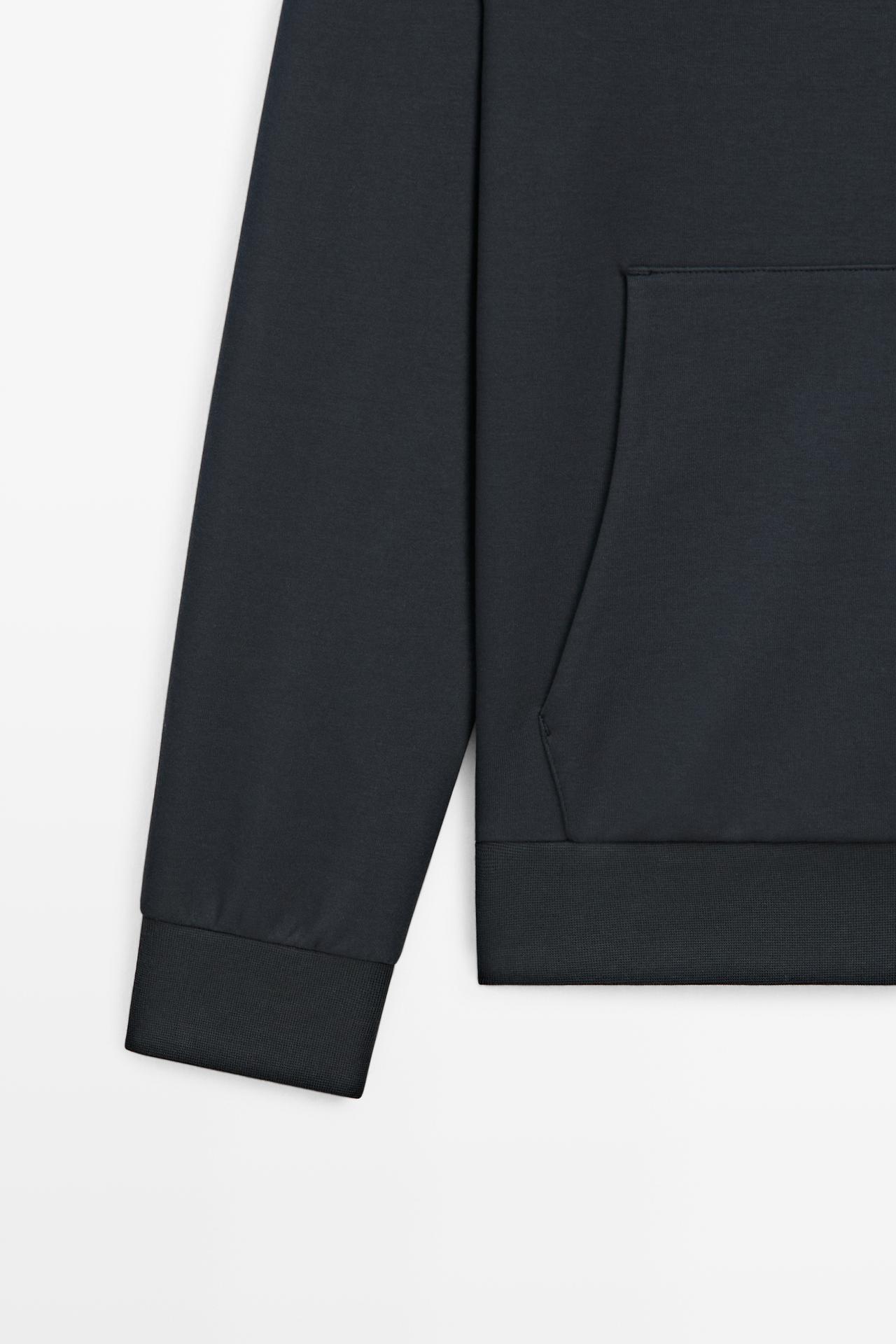 Suede sweatshirt with hood, total-look co-ord — NAVY BLUE