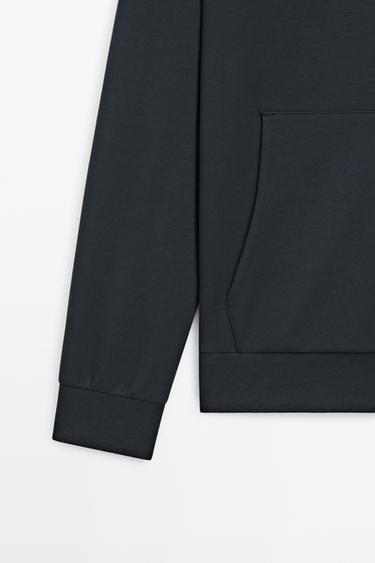 Suede sweatshirt with hood, total-look co-ord — NAVY BLUE 7