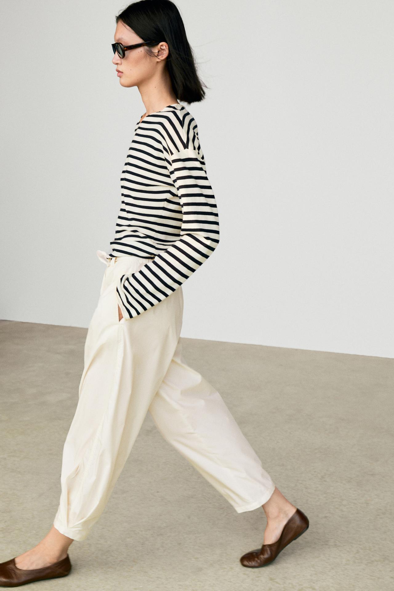 100% cotton long sleeve striped sweater — NAVY BLUE