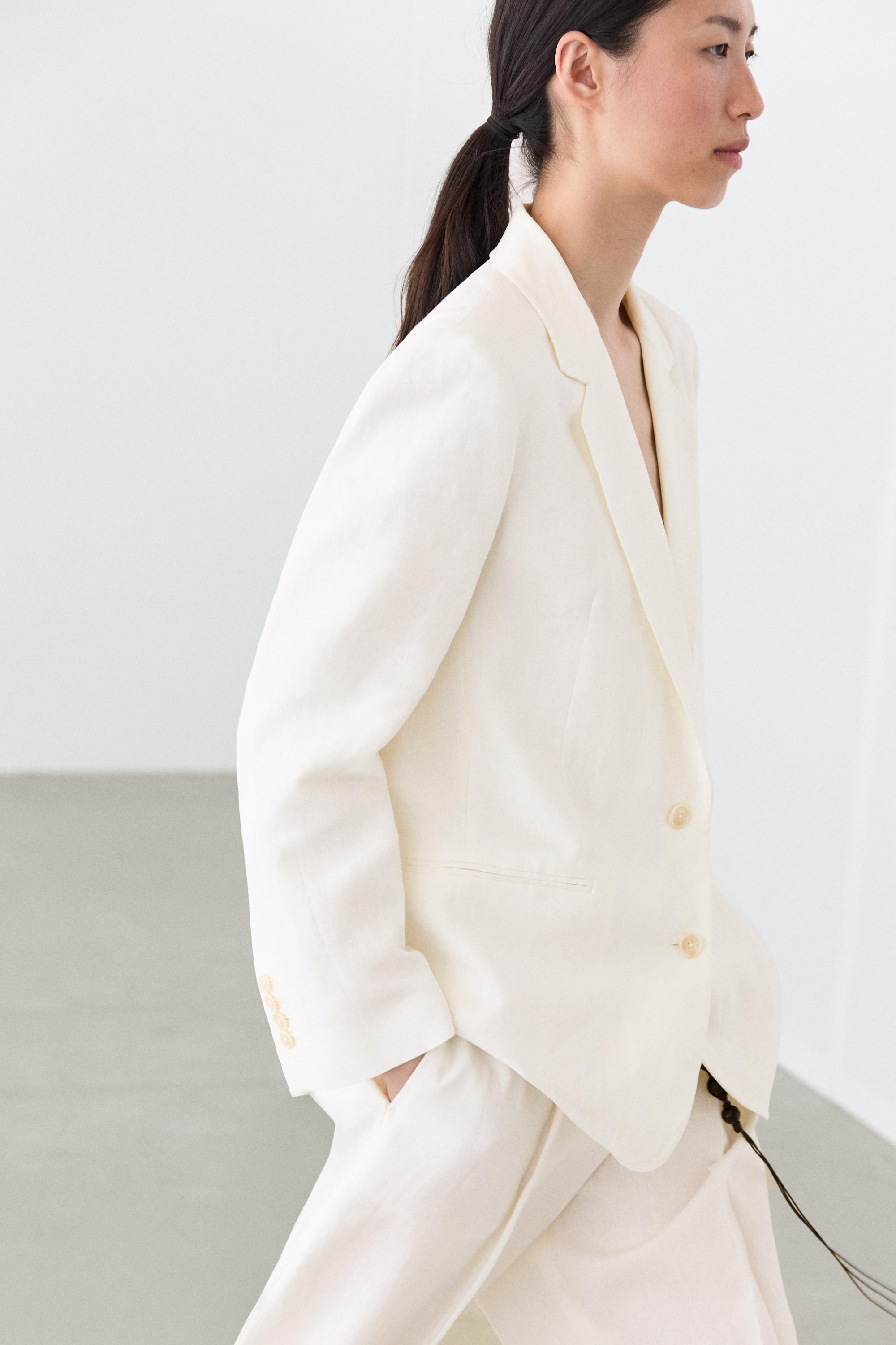100% linen oversize blazer — Off white