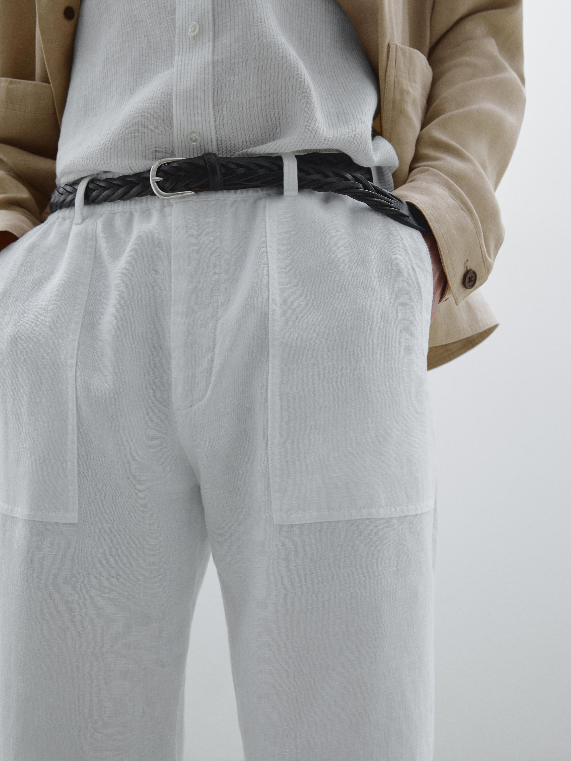 100% linen jogger fit trousers