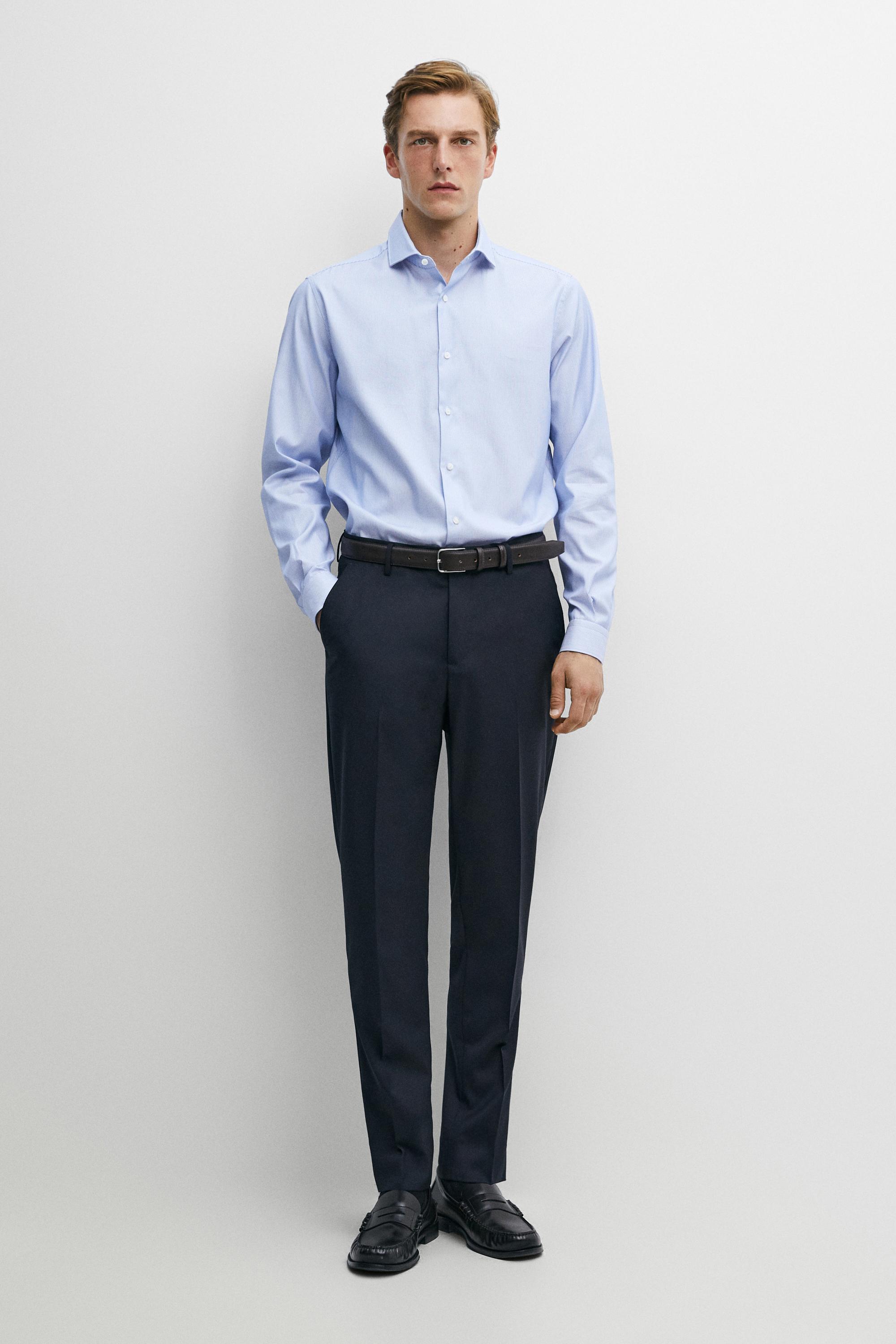 Slim fit striped 100% cotton shirt
