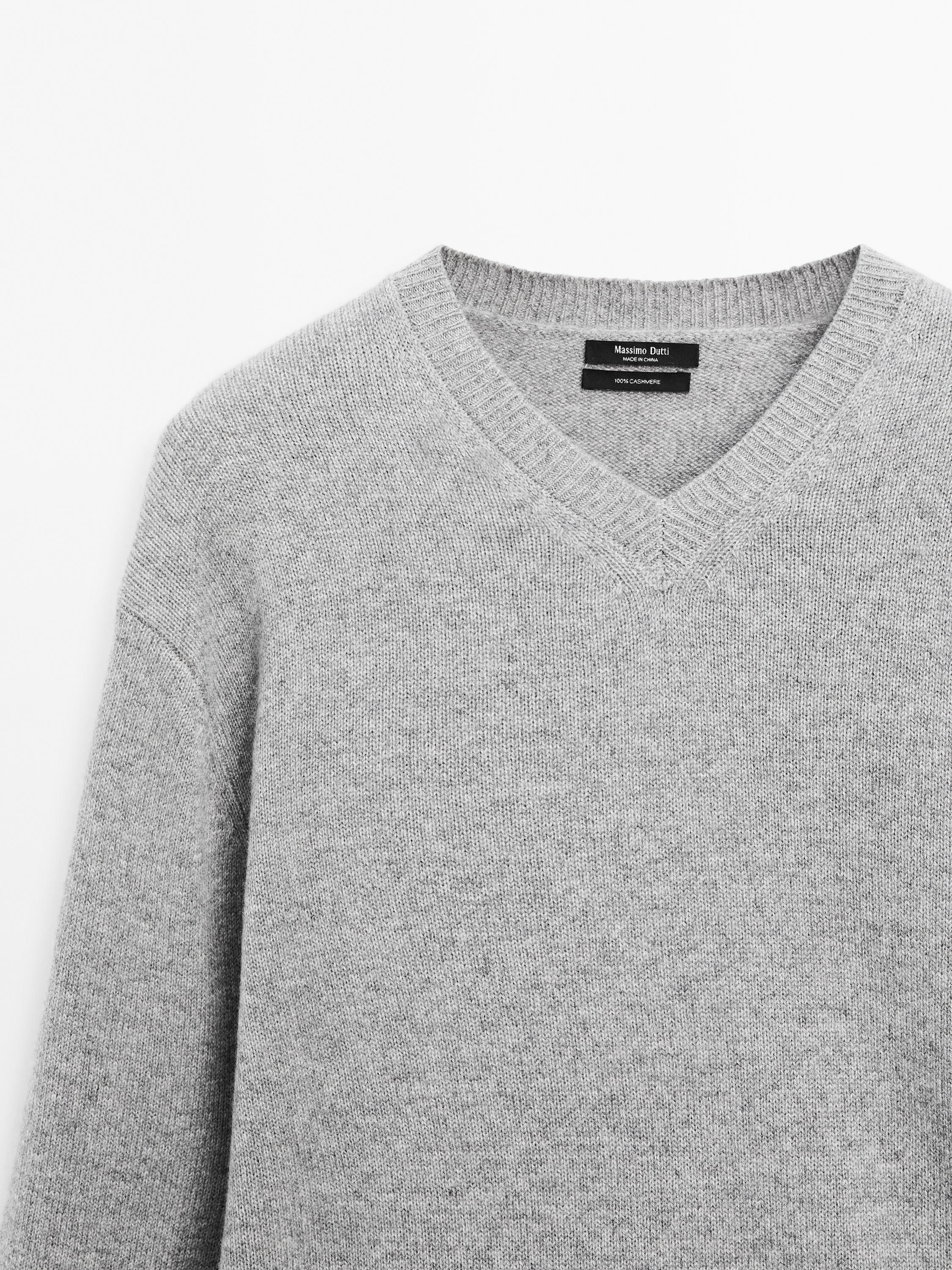 Jersey oversize cuello pico 100% cashmere