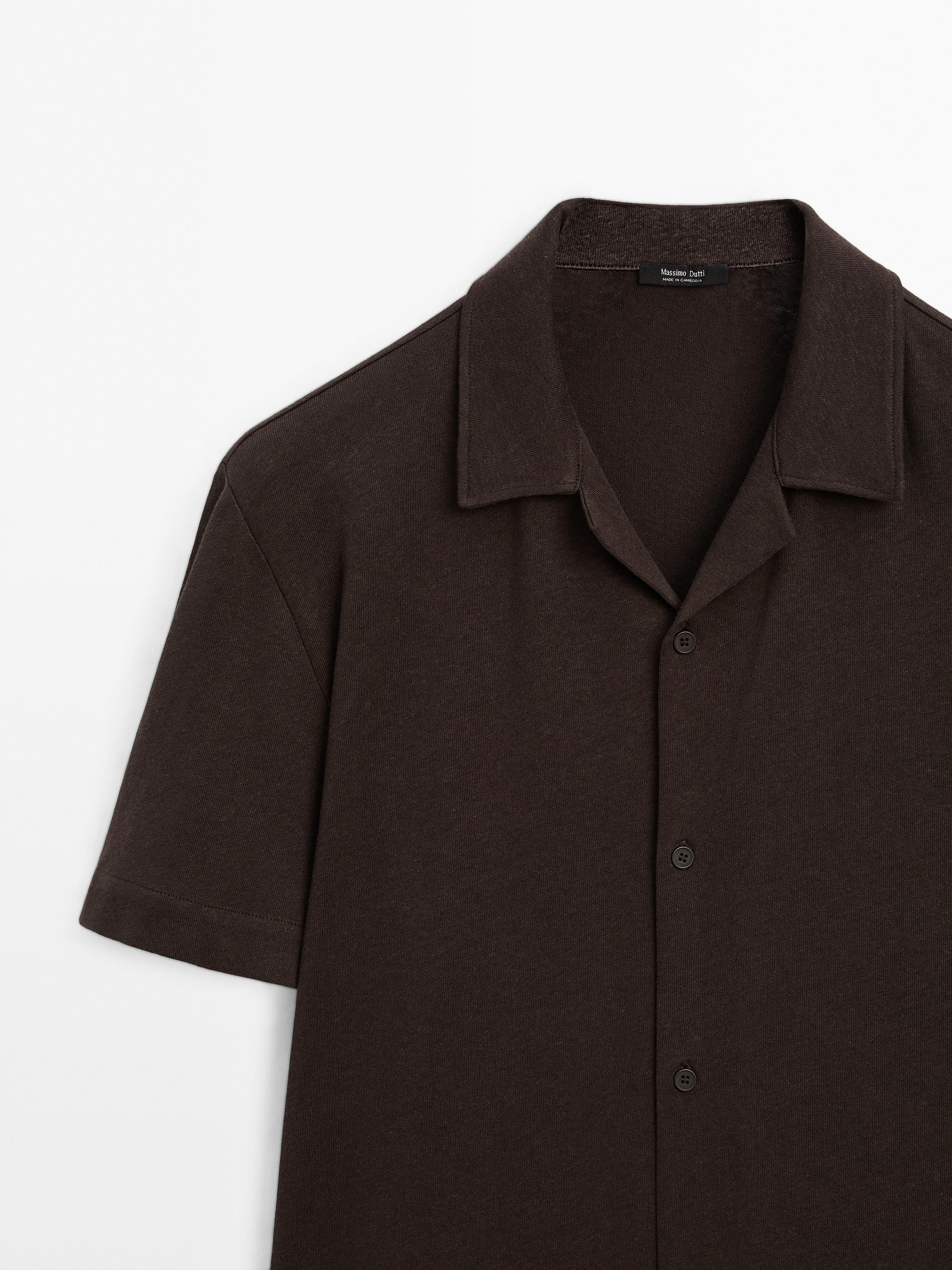 Linen blend short sleeve shirt