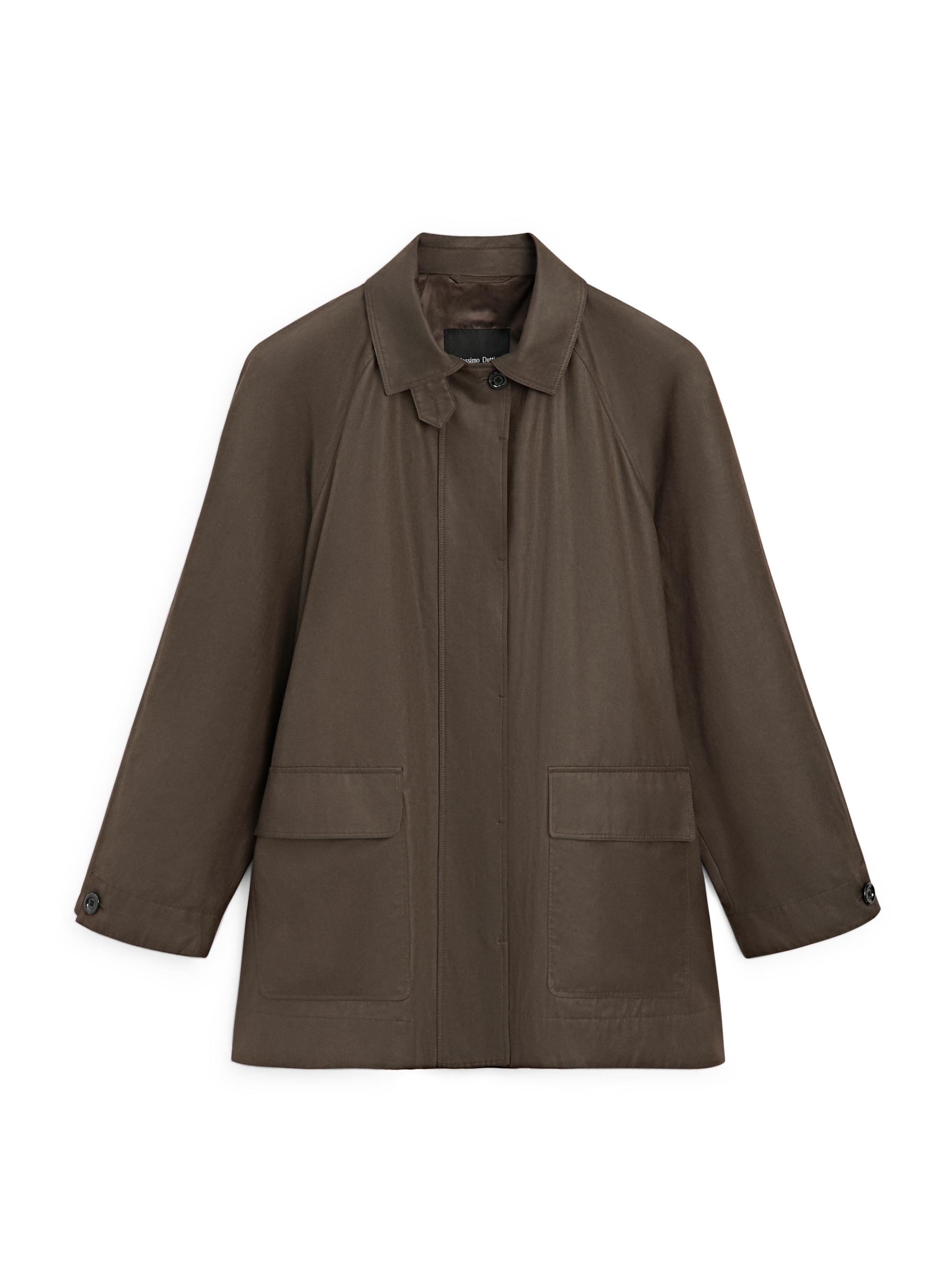 Long parka with pocket details — MOLE BROWN
